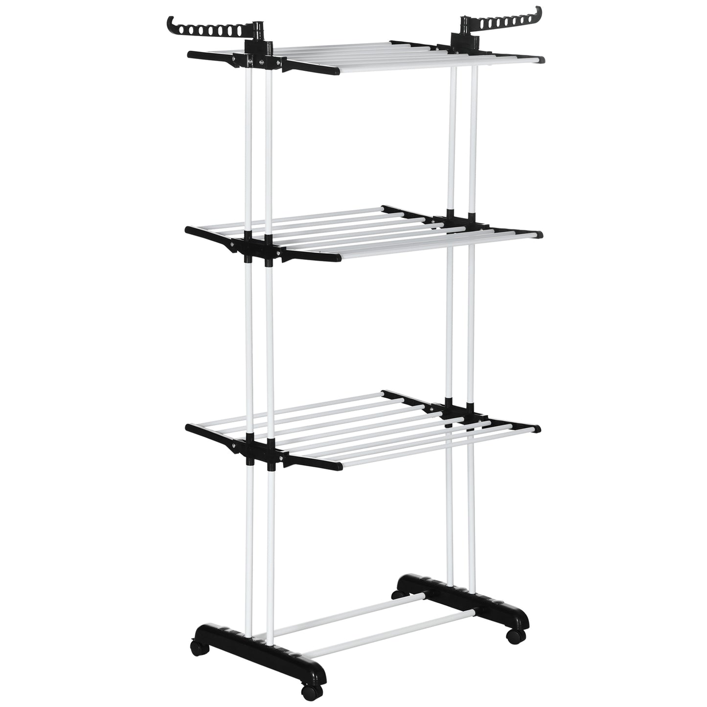 Retractable Black Tower Clothes Airer with wheels 4 levels
