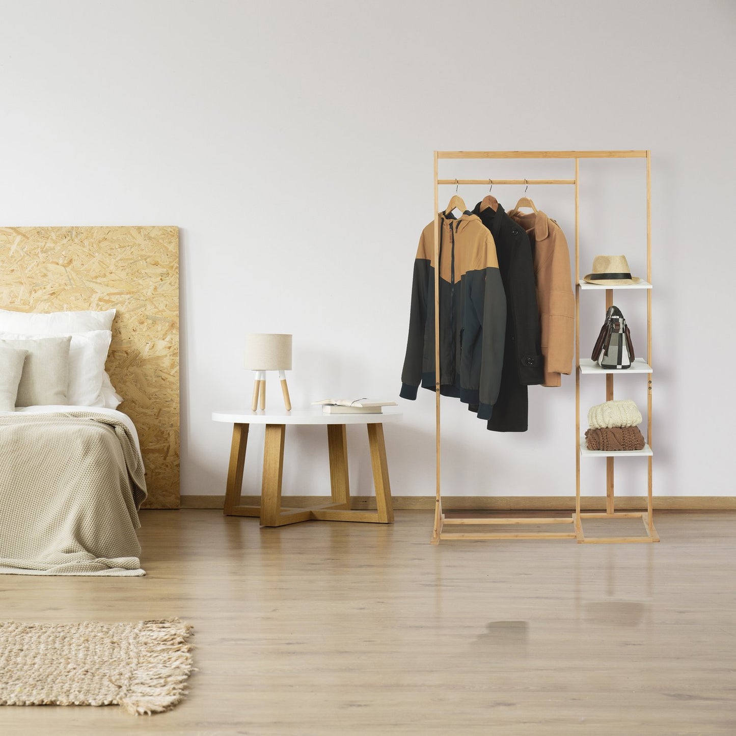 Clothes hanger with shelf