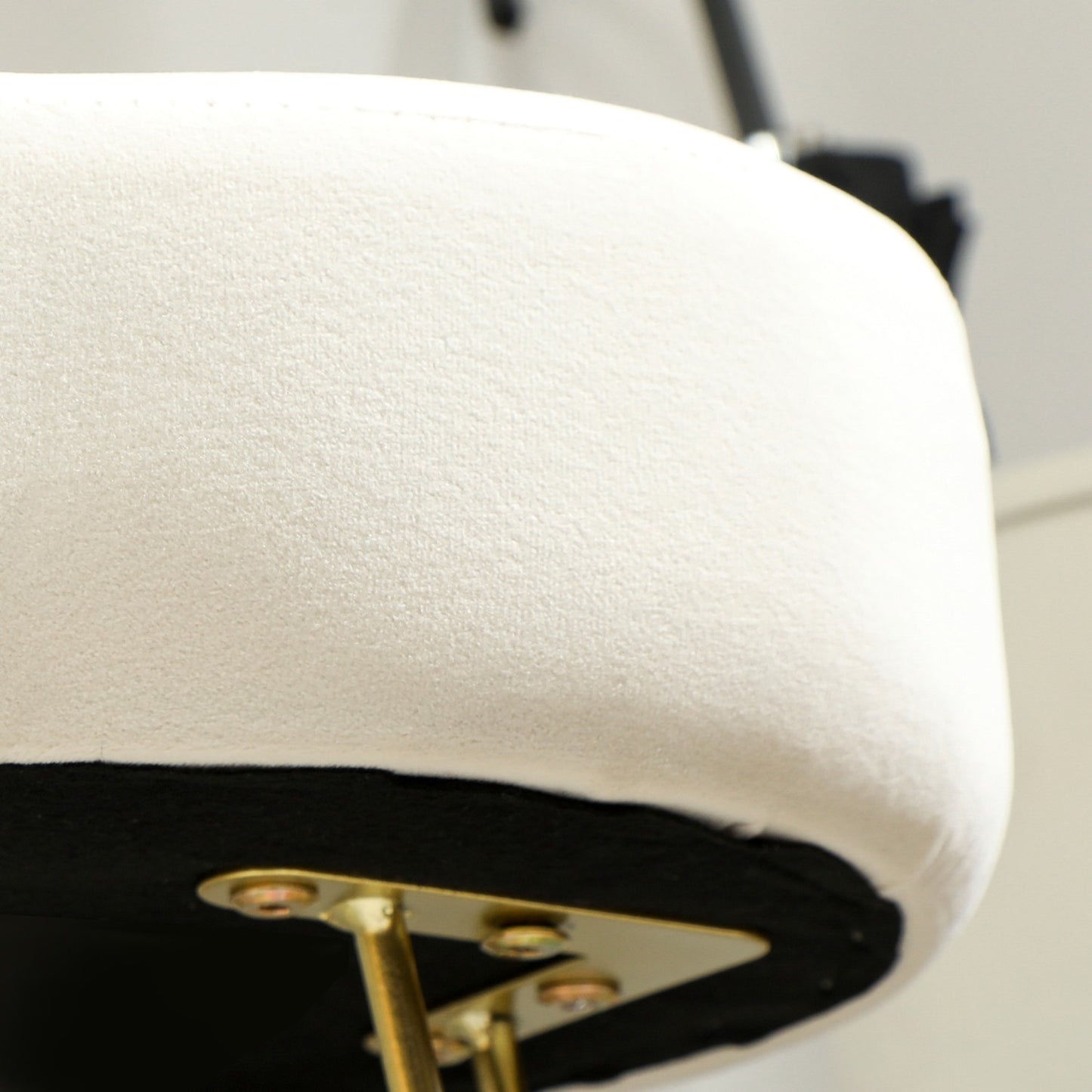 Clover-Shaped Ottoman, Velvet Upholstery, Cream, Steel Legs