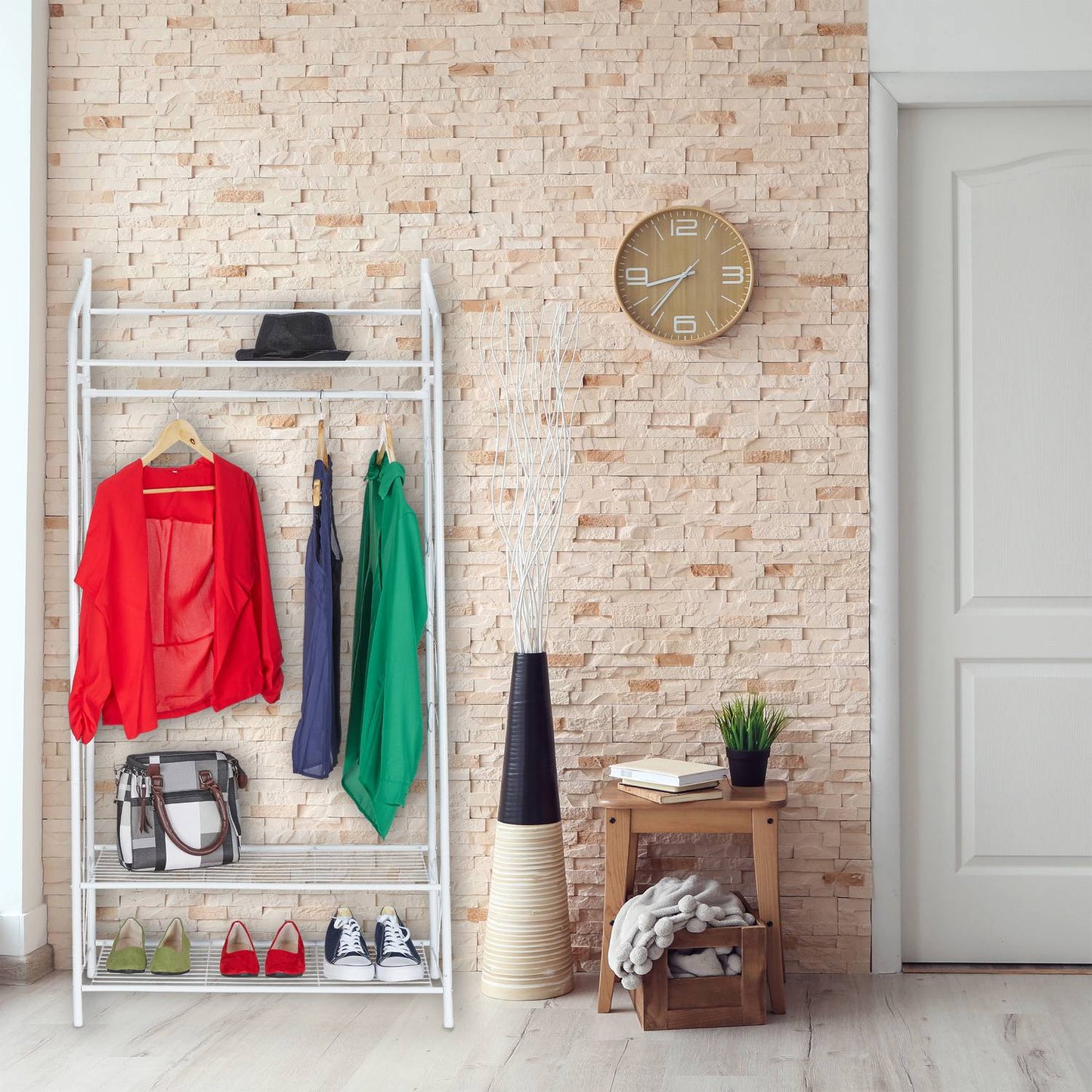 Coat Rack With 3 Shelves