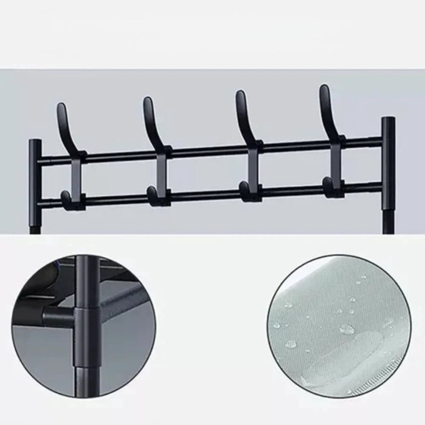 Coat Rack with 4 Shoe Shelves, Metal Freestanding