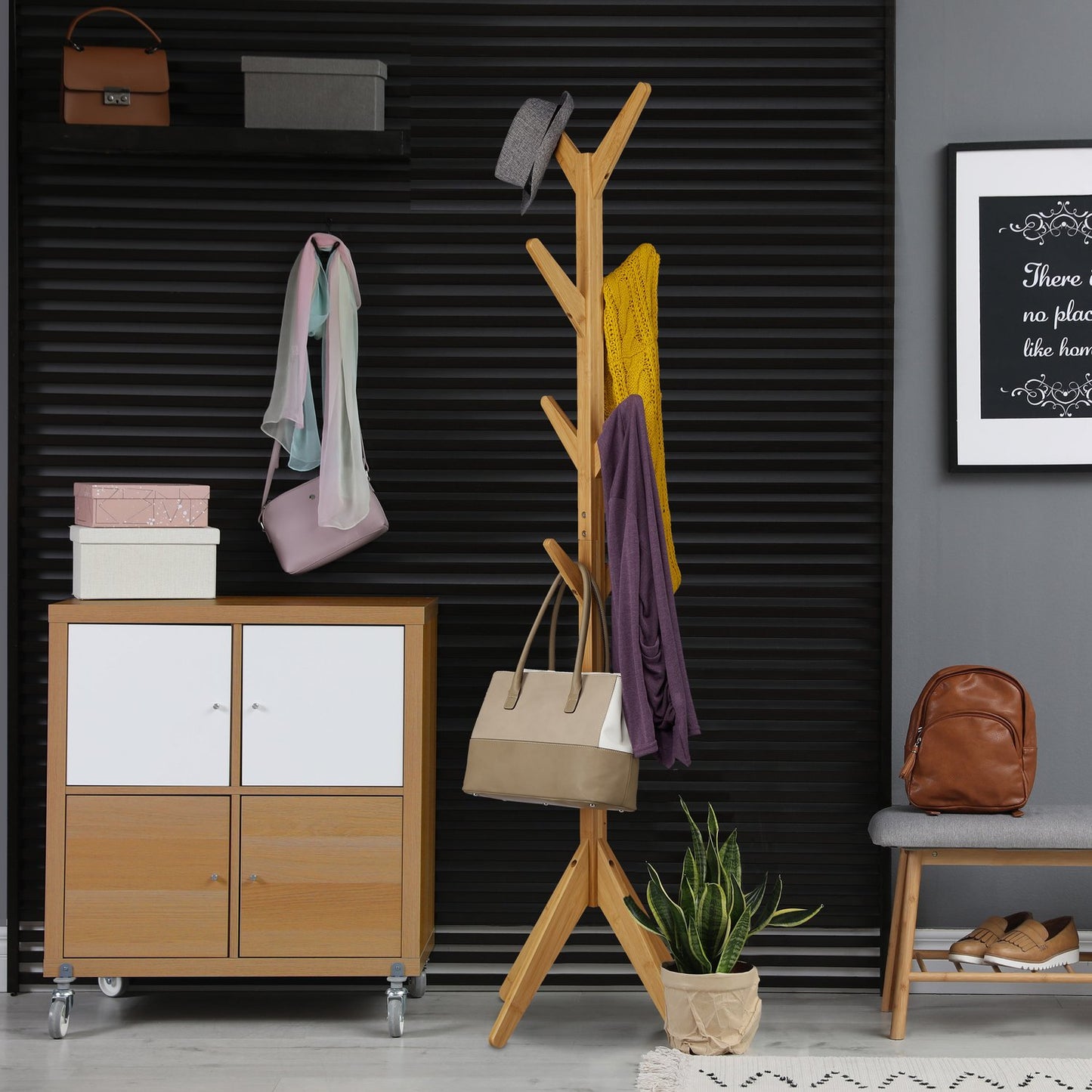 Coat rack in bamboo Tree-shaped