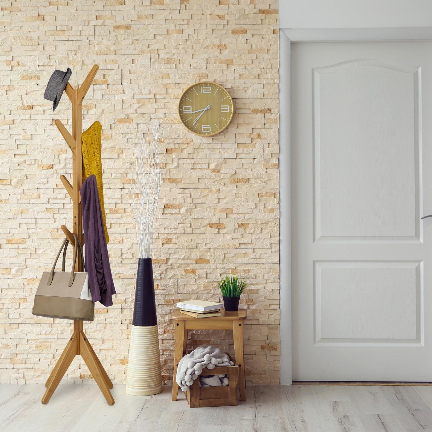 Coat rack in bamboo Tree-shaped