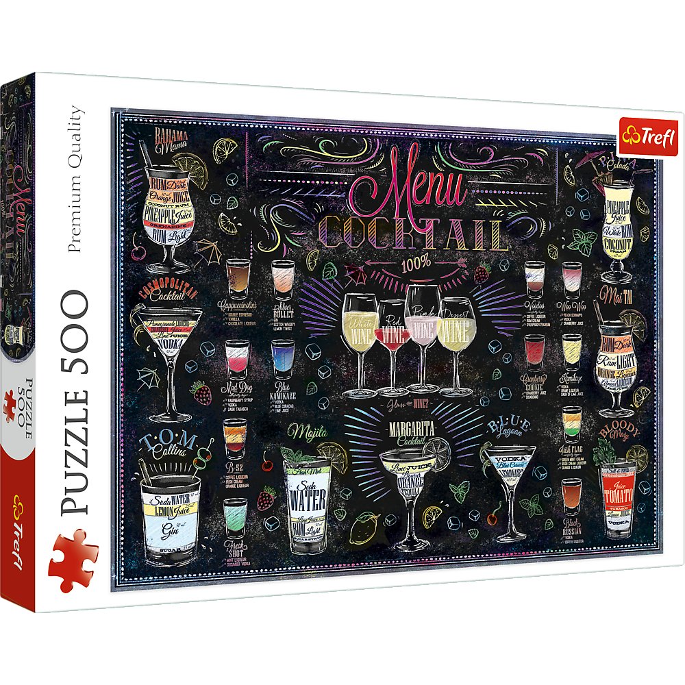 Cocktail Menu Puzzle, 500 Pieces, Fun Activity for Adults