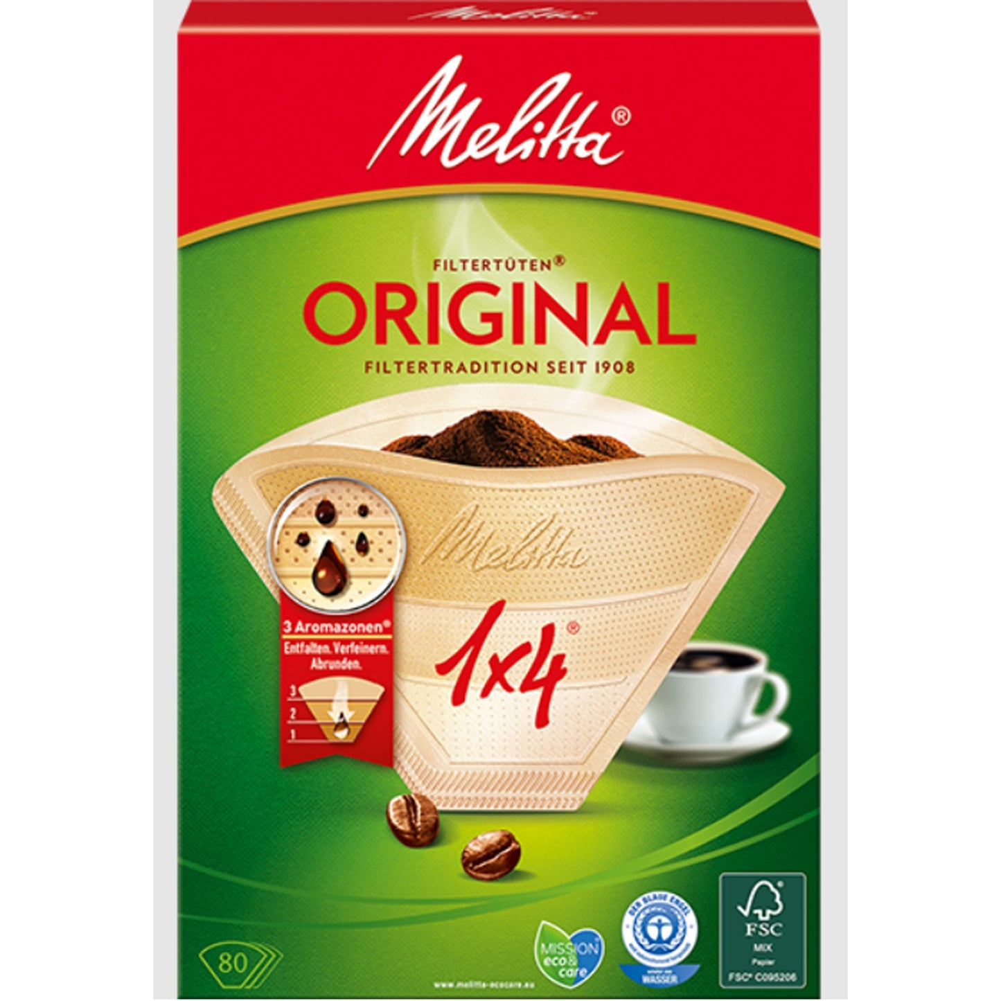 Coffee filter Original 1X4 Unbleached 80-pack 18 pcs DFP