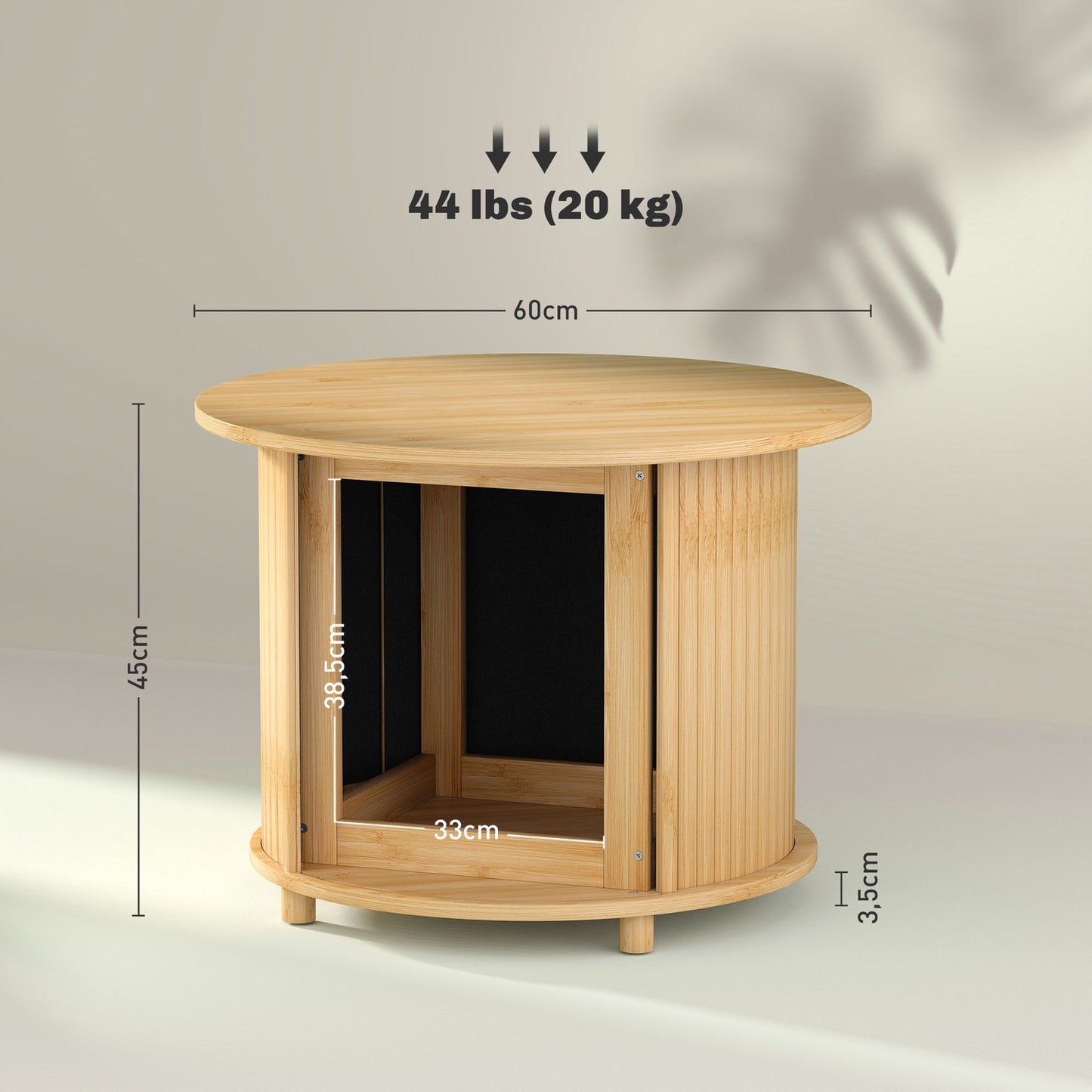 Round bamboo coffee table with storage - modern design