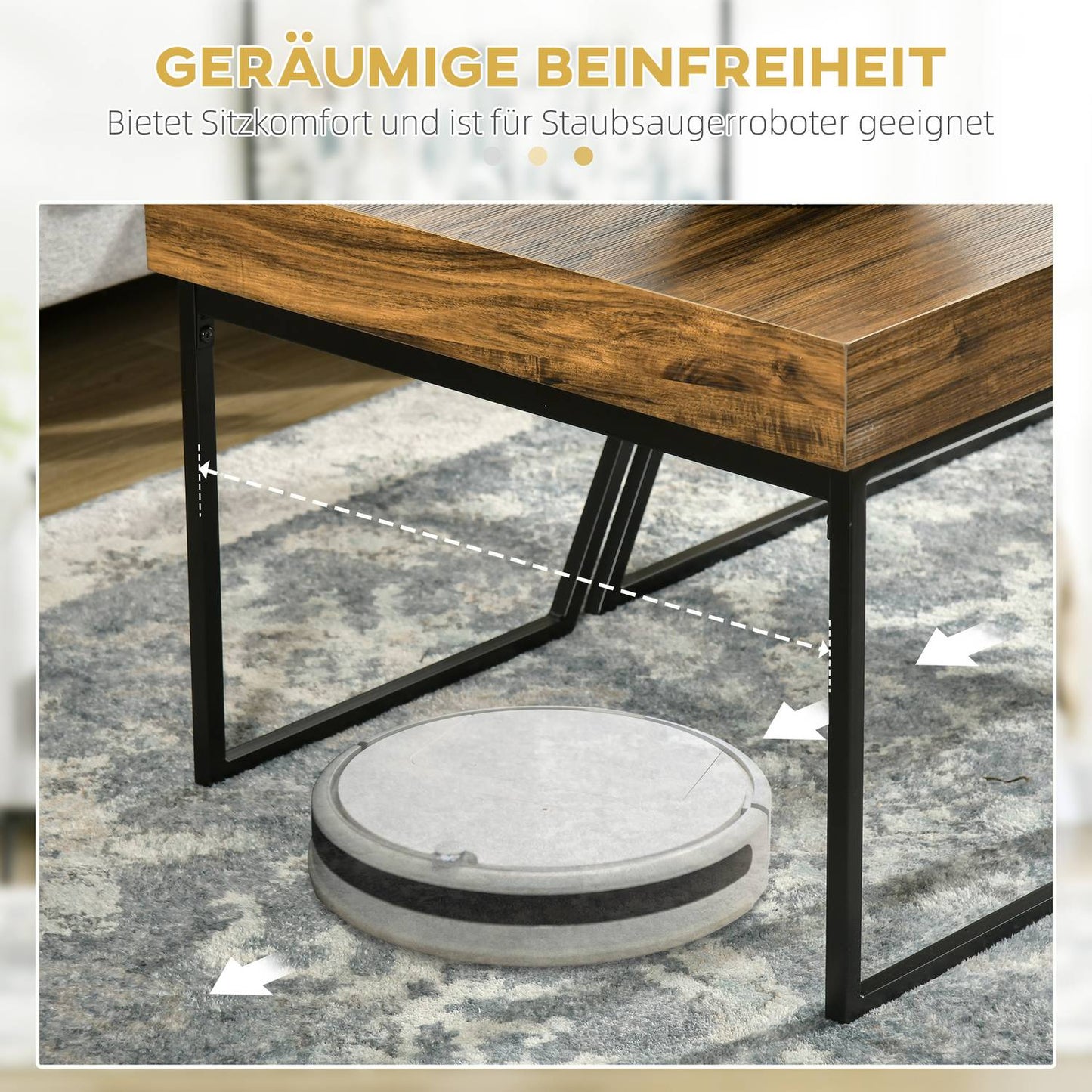 Industrial steel side table - geometric design, black