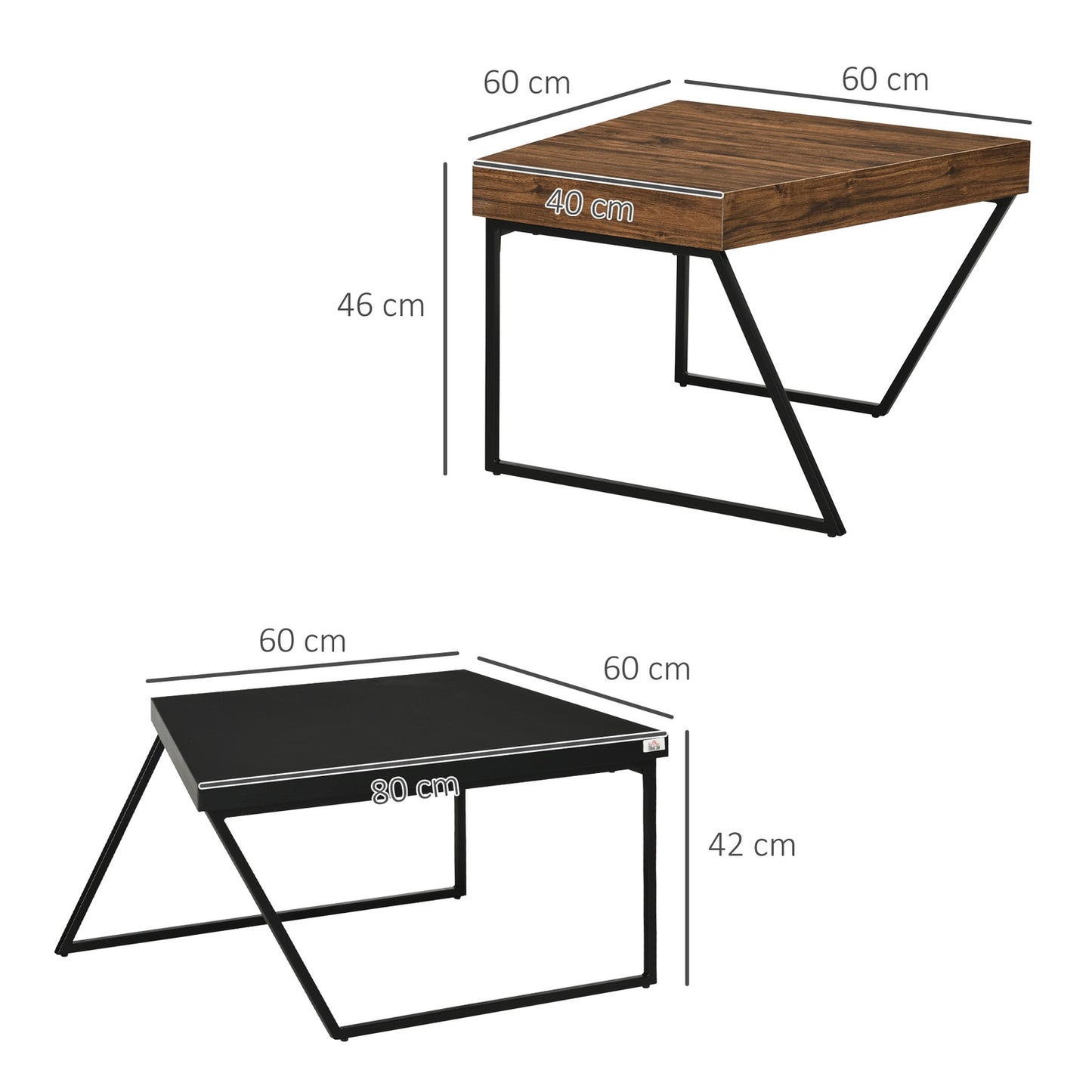 Industrial steel side table - geometric design, black