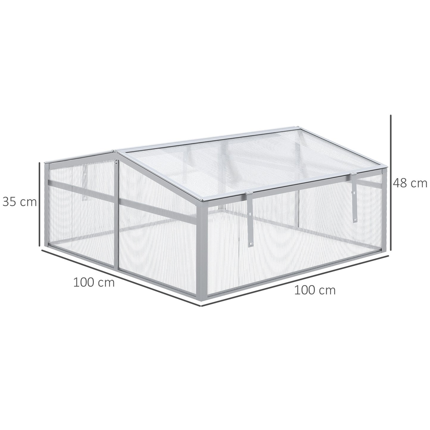 Aluminum cold frame - adjustable roof and UV protection