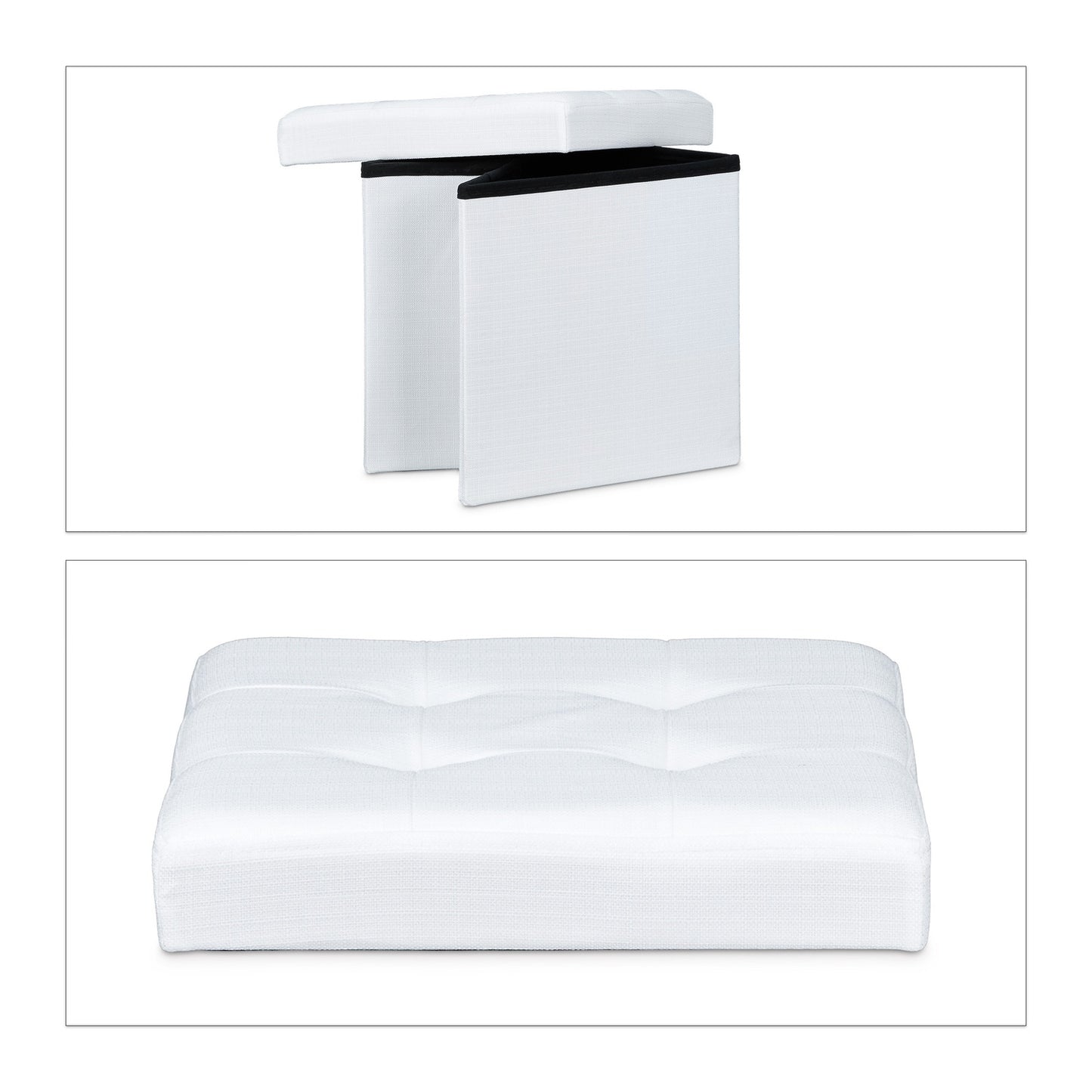 Collapsible stool with linen fabric storage