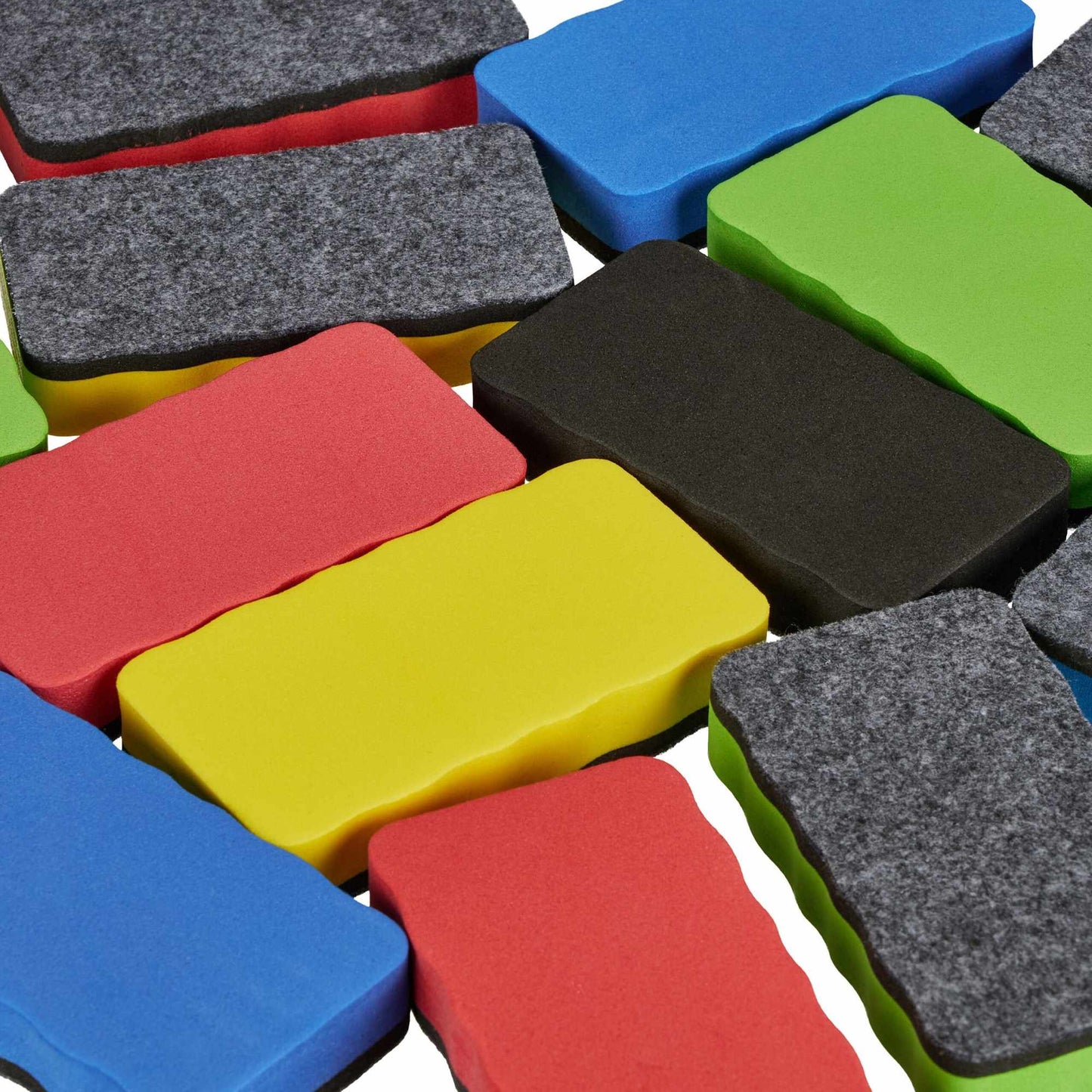Colorful whiteboard sponges in a set of 20
