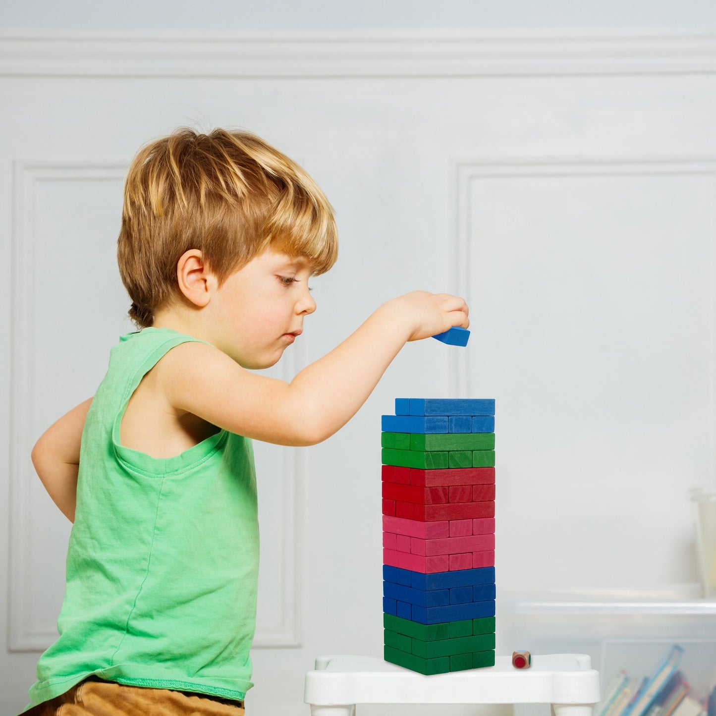 Colorful wooden swing tower