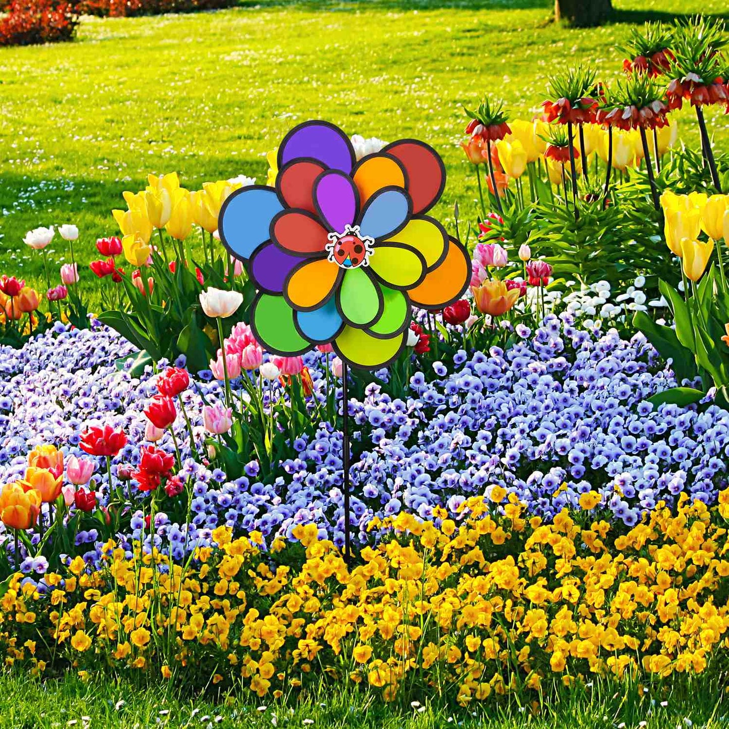 Colourful flower wind spinner