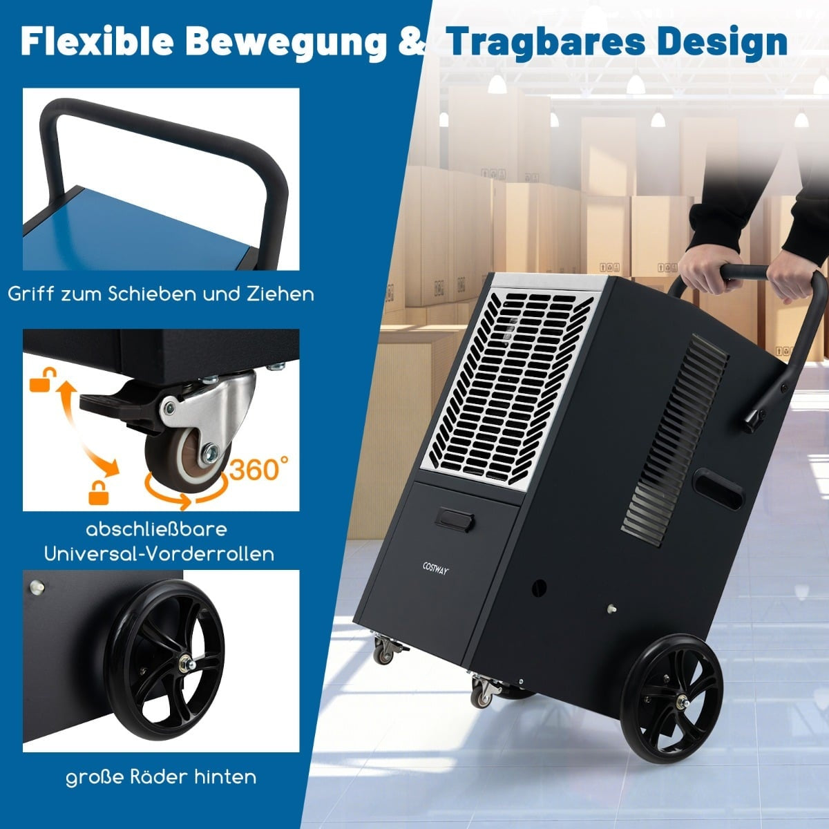 Commercial Dehumidifier with Pump, 66L/Day, 418㎡ Coverage