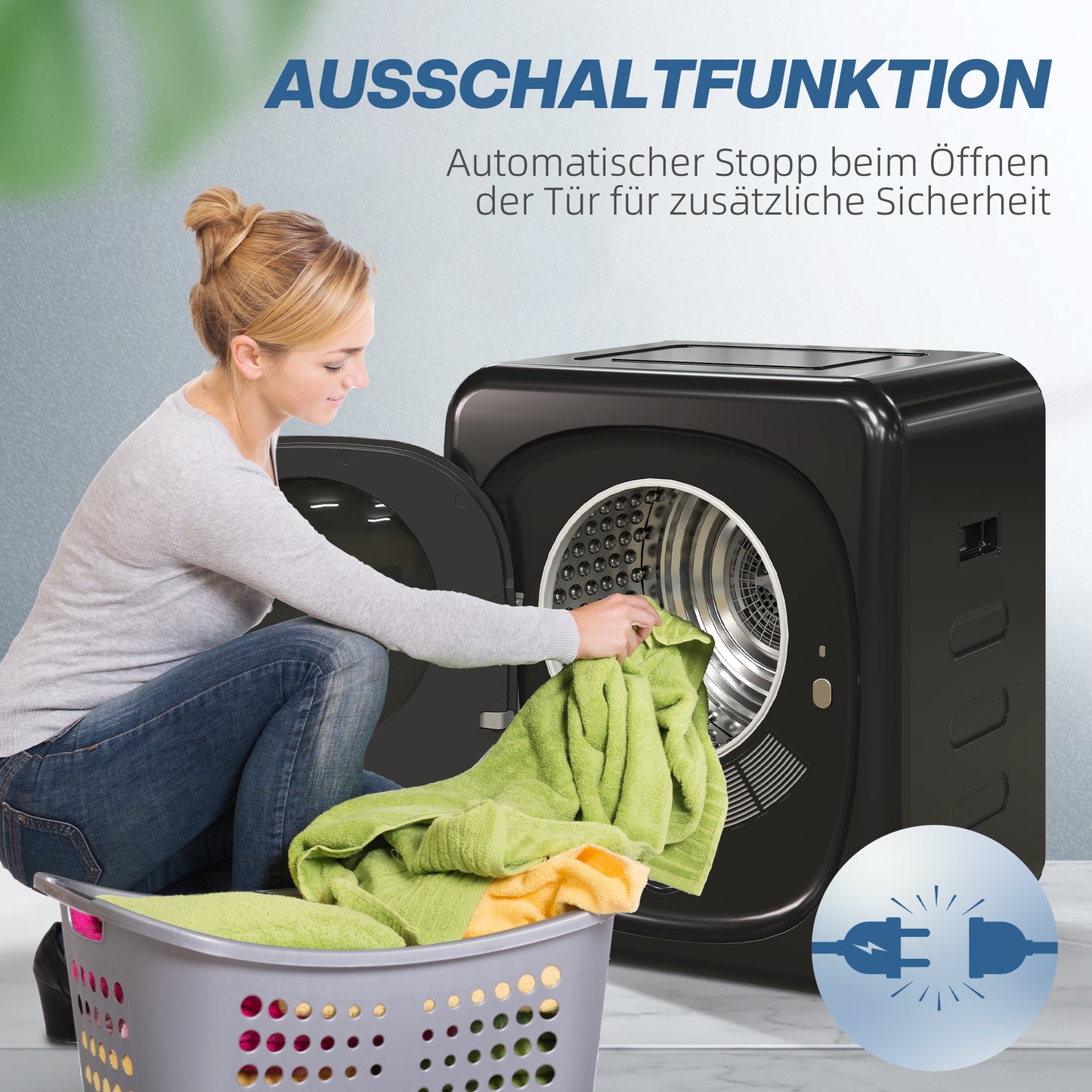 Compact 4kg Vent Dryer with UV Sterilization, Black