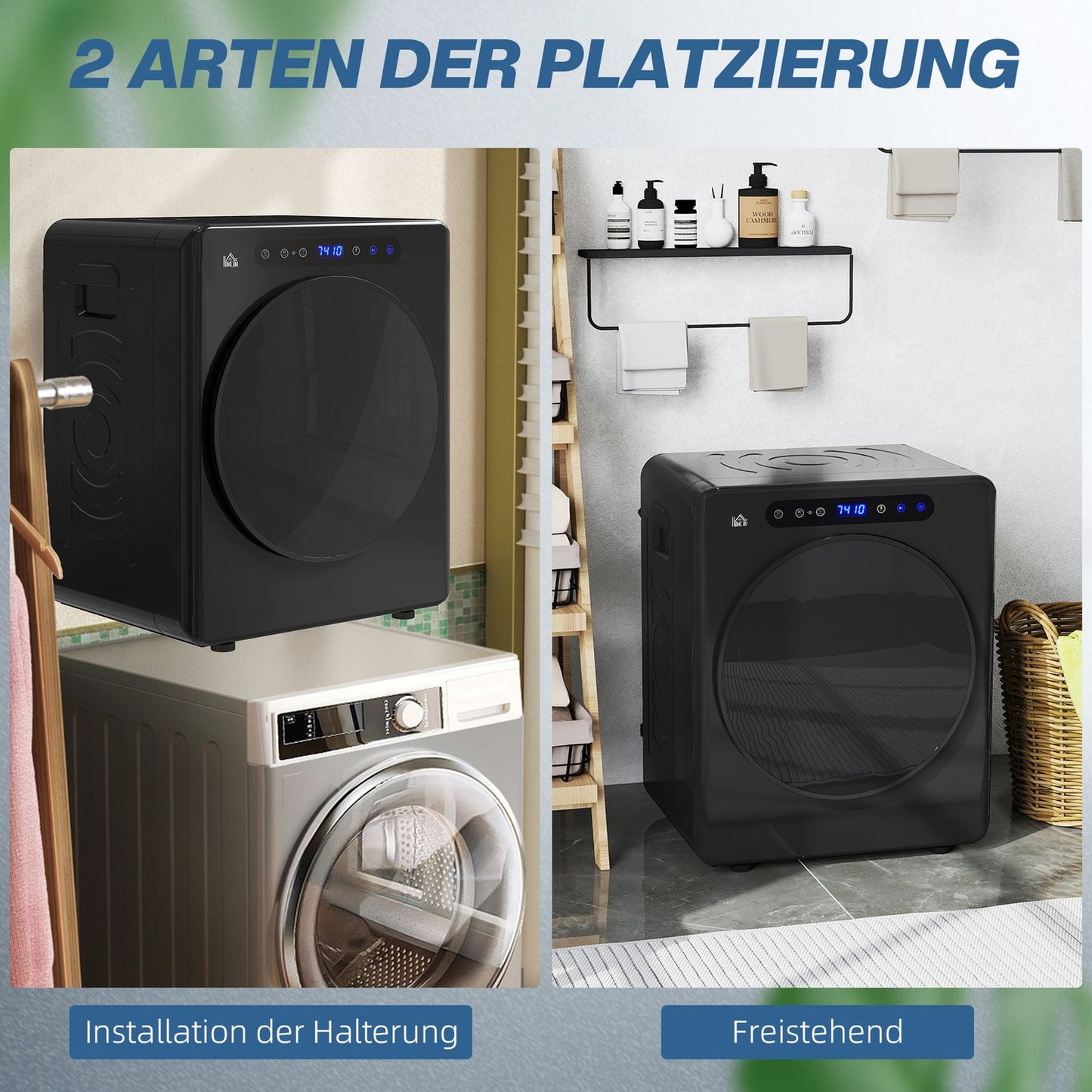 Compact Clothes Dryer, 4kg Capacity, 6 Programs, Black