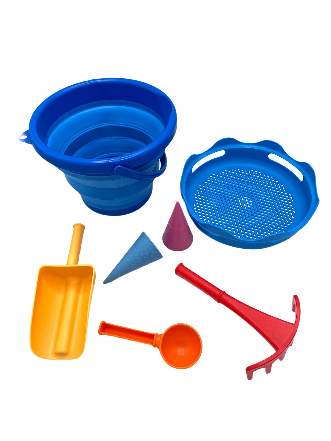 Compactoys Beach Bucket With Sandbox Toys 7 In 1, Blue