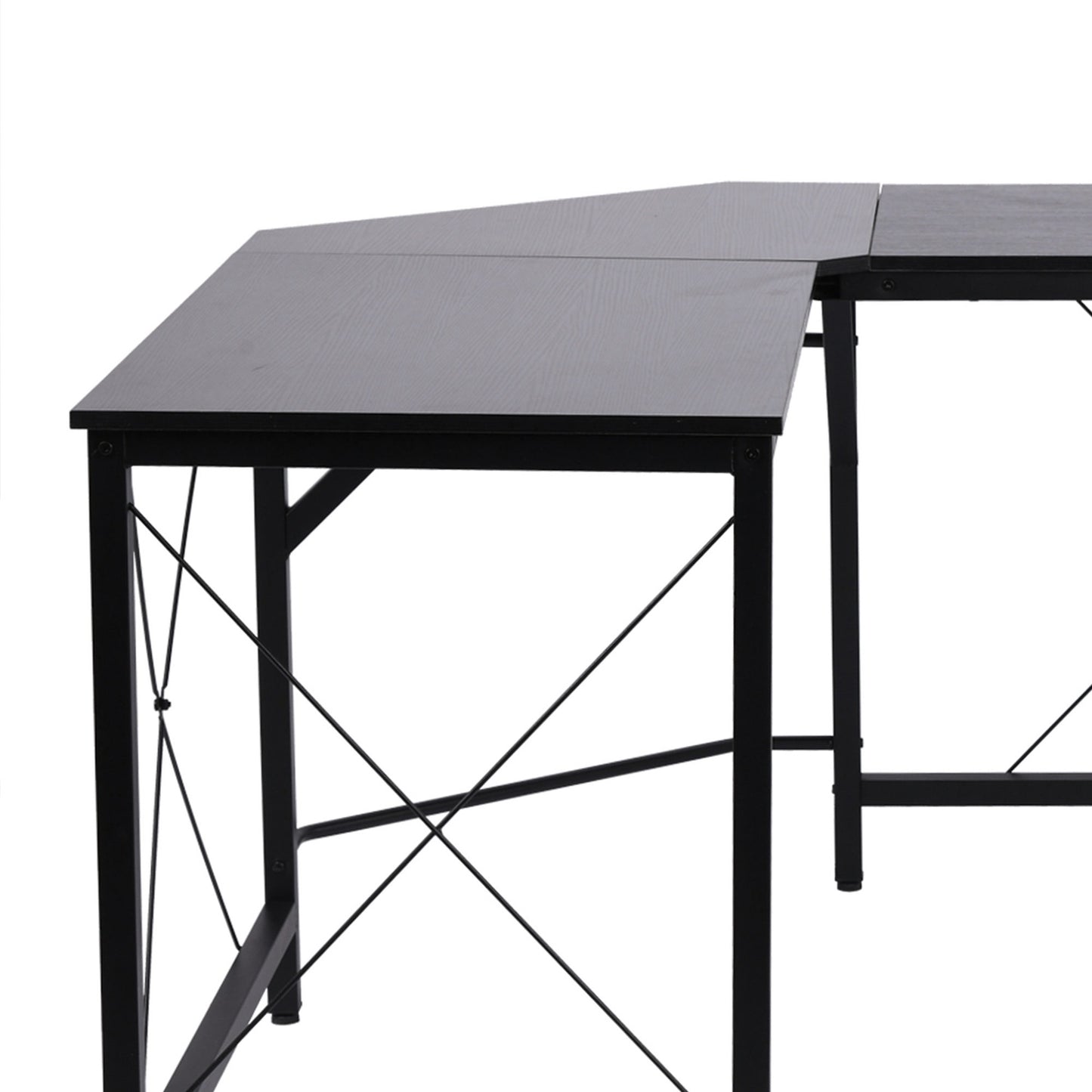 L-shaped corner desk, black MDF, 150x150x76 cm