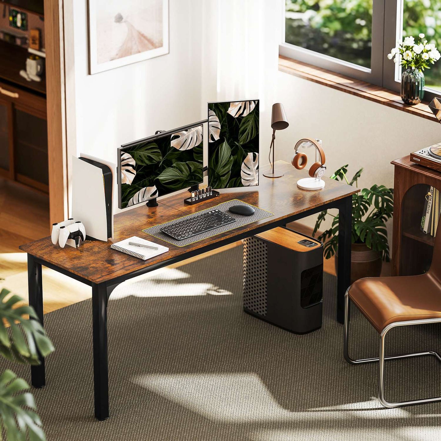 Computer Desk, Rustic Brown, Spacious Design, Chipboard