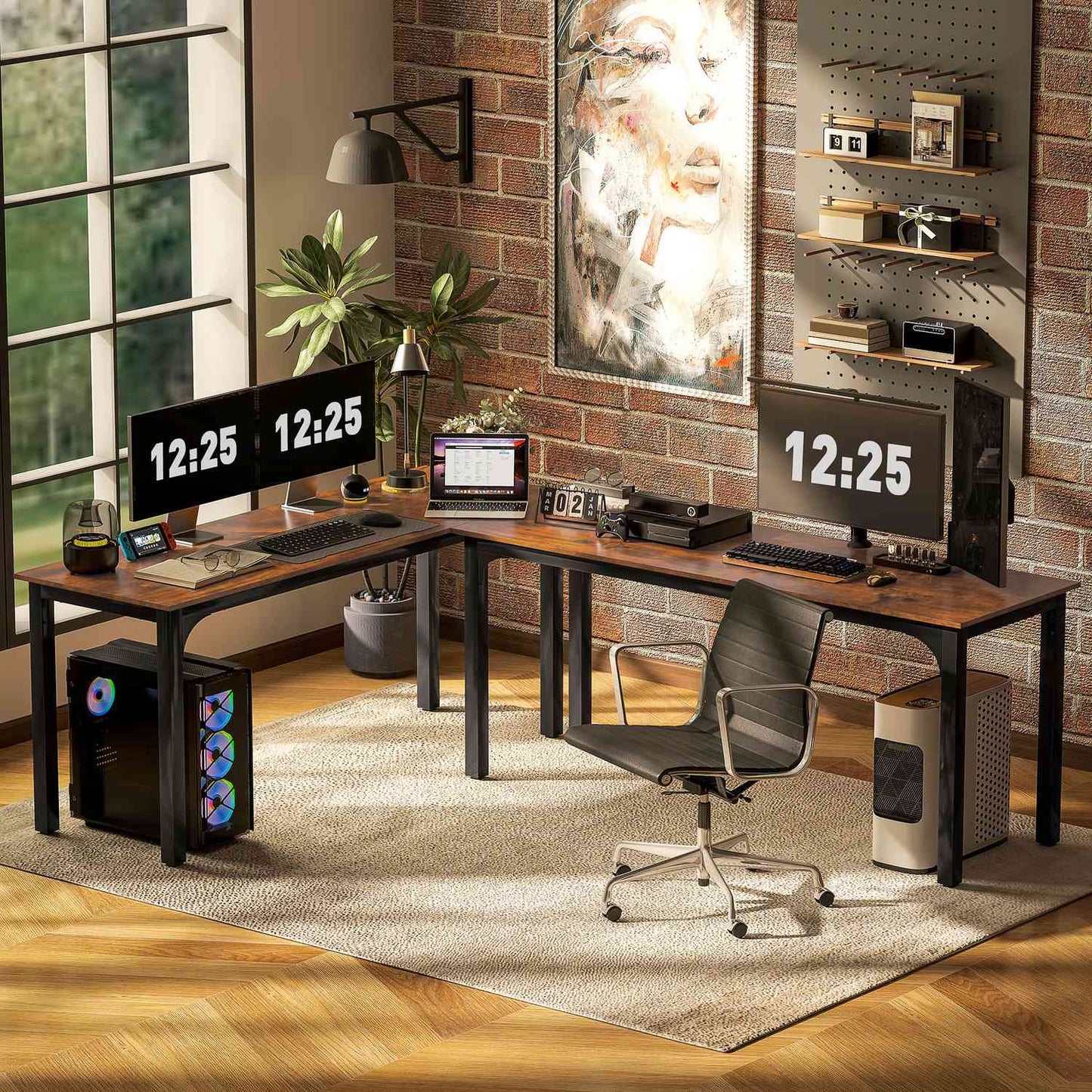 Computer Desk, Rustic Brown, Spacious Design, Chipboard