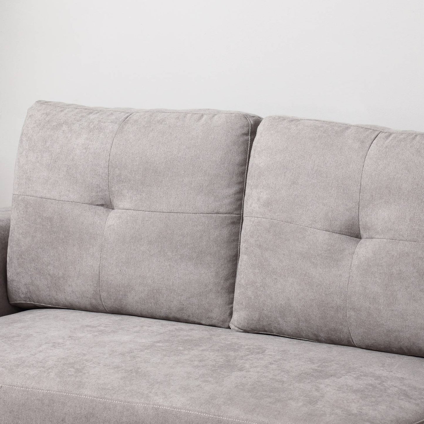 Convertible 3-Seater Sofa Bed with Chaise, Grey Fabric