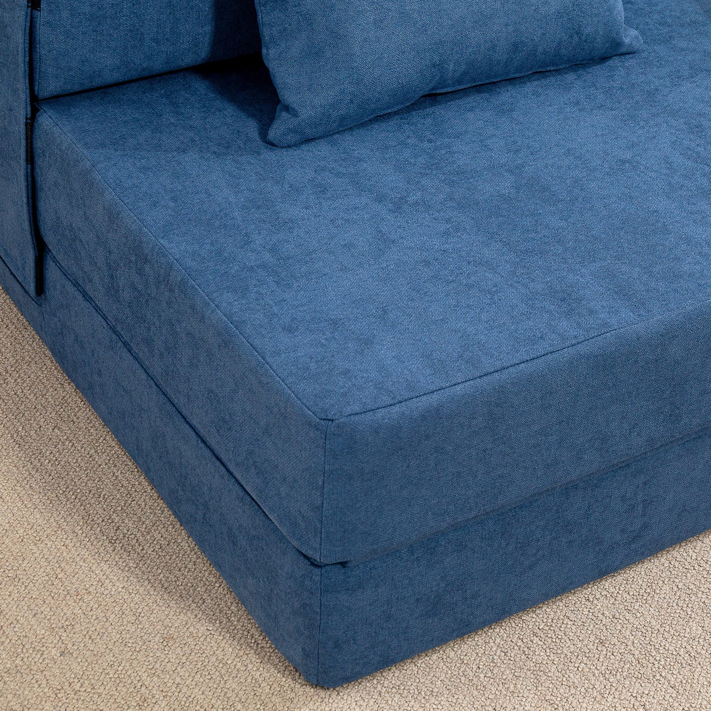 Convertible Floor Sofa Bed – Foam, Dark Blue, Pillow Included
