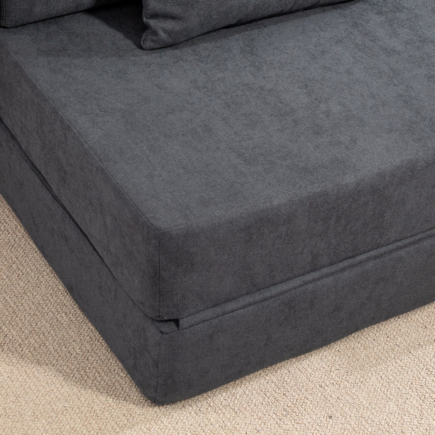 Convertible Floor Sofa Bed – Foam, Dark Grey, Includes Pillow
