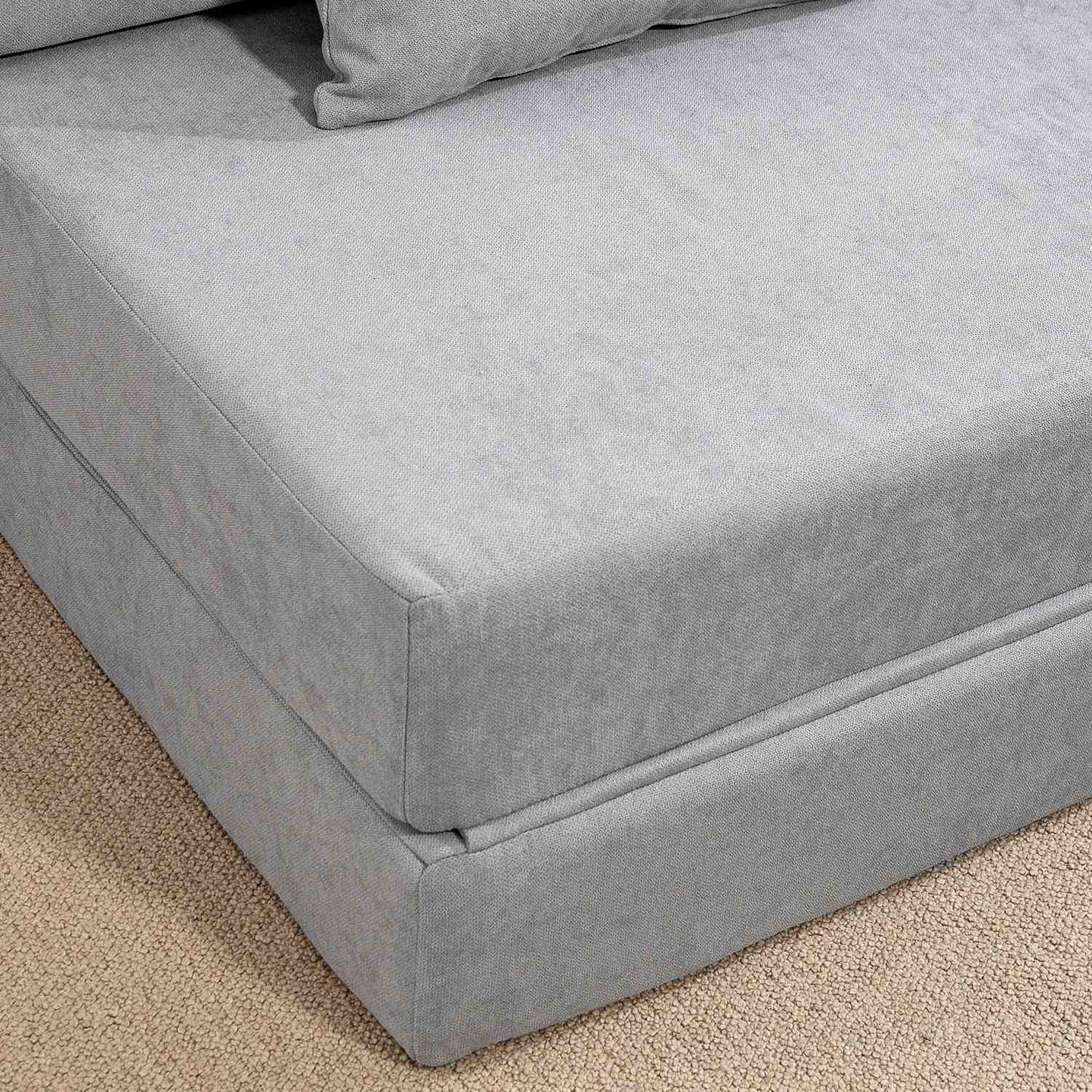 Convertible Floor Sofa Bed – Foam, Light Grey, Includes Pillow