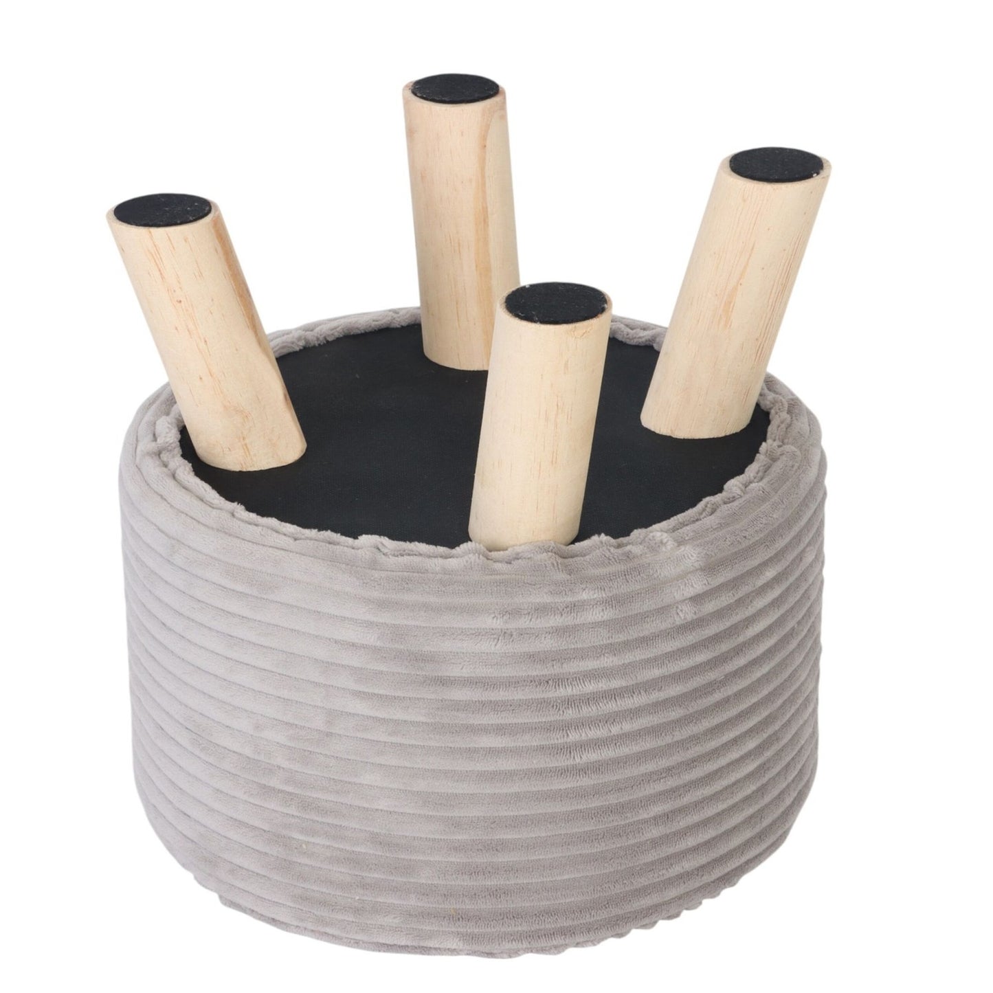 Cord Pouffe – Upholstered Seat with Wooden Legs