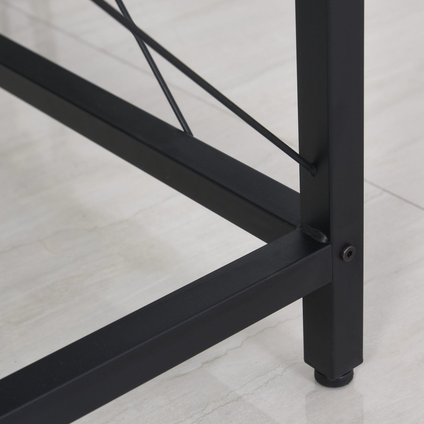 L-shaped corner desk with monitor stand, black steel, 150cm