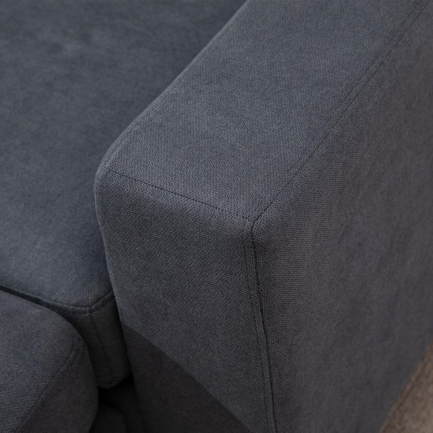 L-Shape gray corner sofa, linen look, seats 3, 93X136X85 Cm