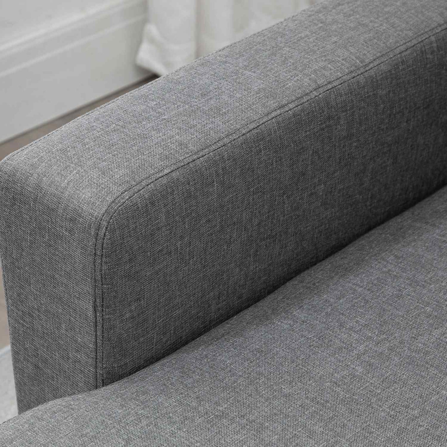 Corner sofa bed, Storage, L-Shape, Linen Touch, Light grey