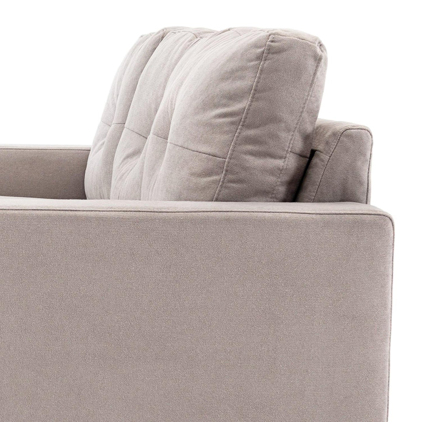 Light gray L-shaped corner sofa with chaise longue, fabric, 3-seater