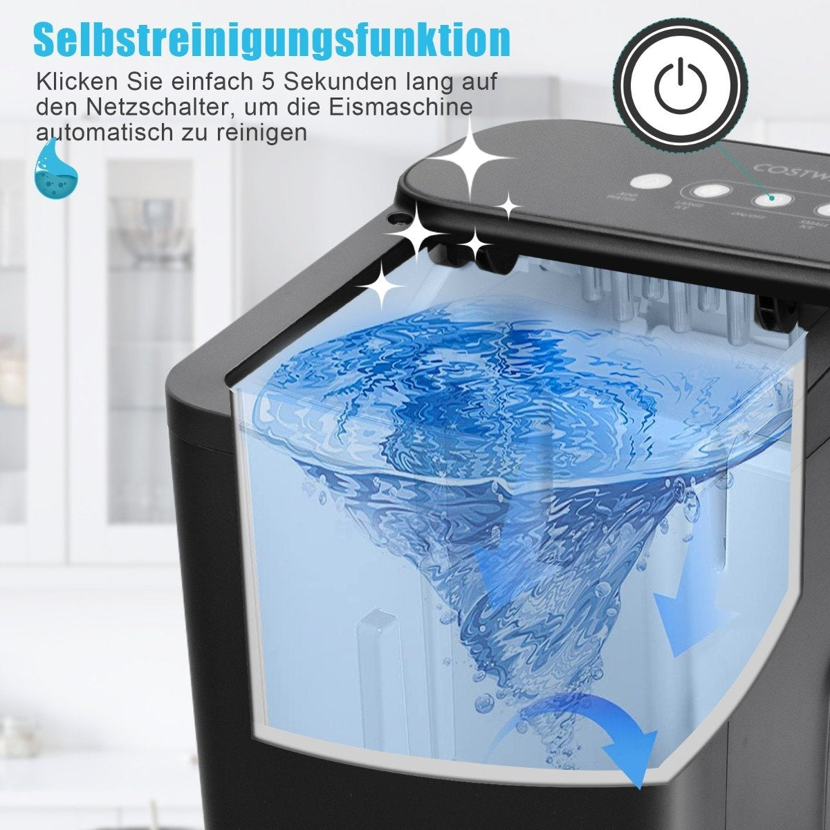 Counter ice machine ice cube machine table ice cube maker 22.5 x 32 x 32.5 cm black