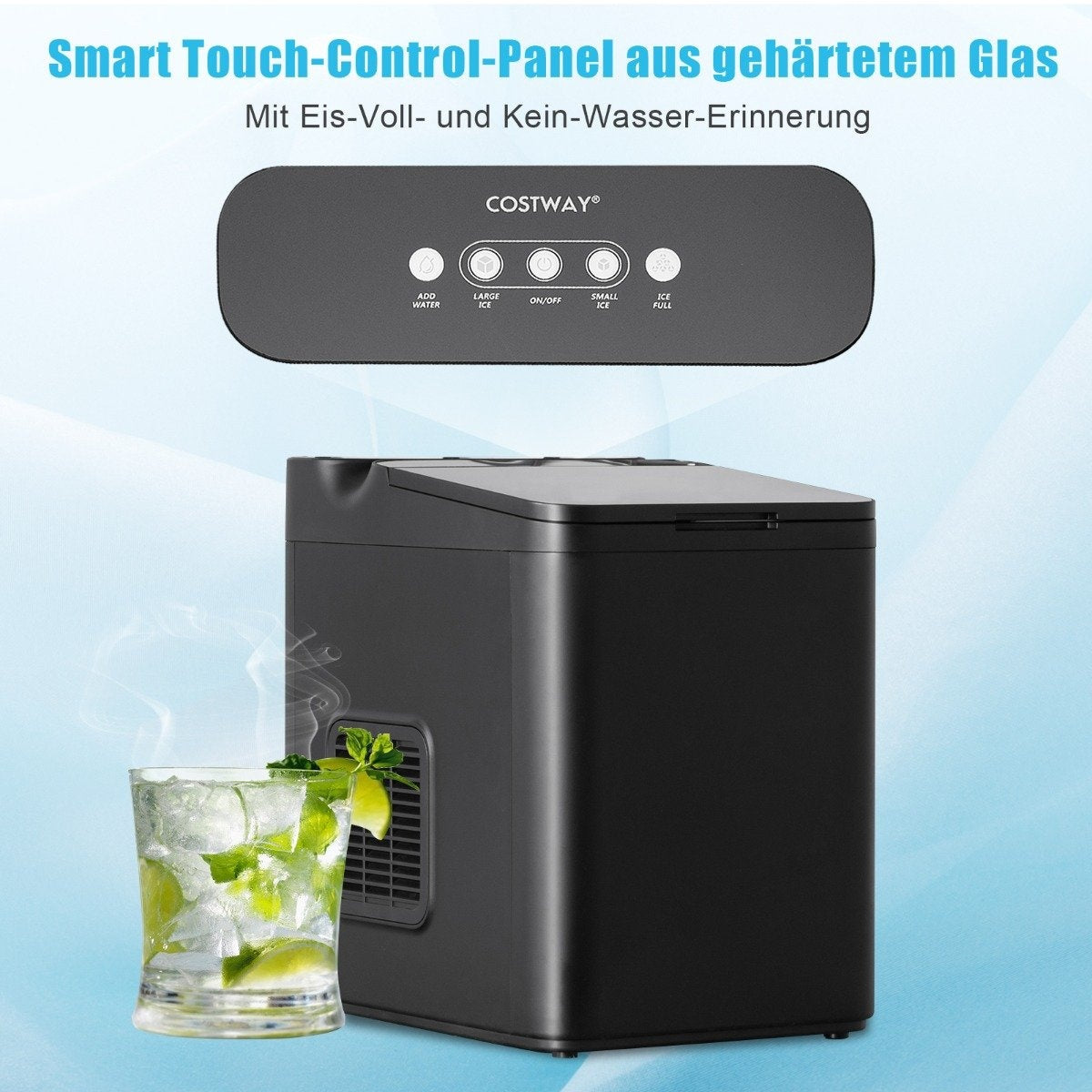 Counter ice machine ice cube machine table ice cube maker 22.5 x 32 x 32.5 cm black