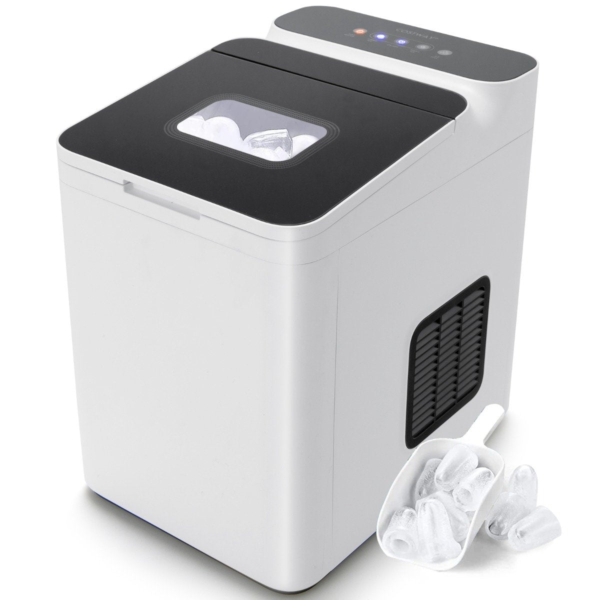 Counter ice maker ice cube machine with thermal insulation 22.5 x 32 x 32.5 cm white