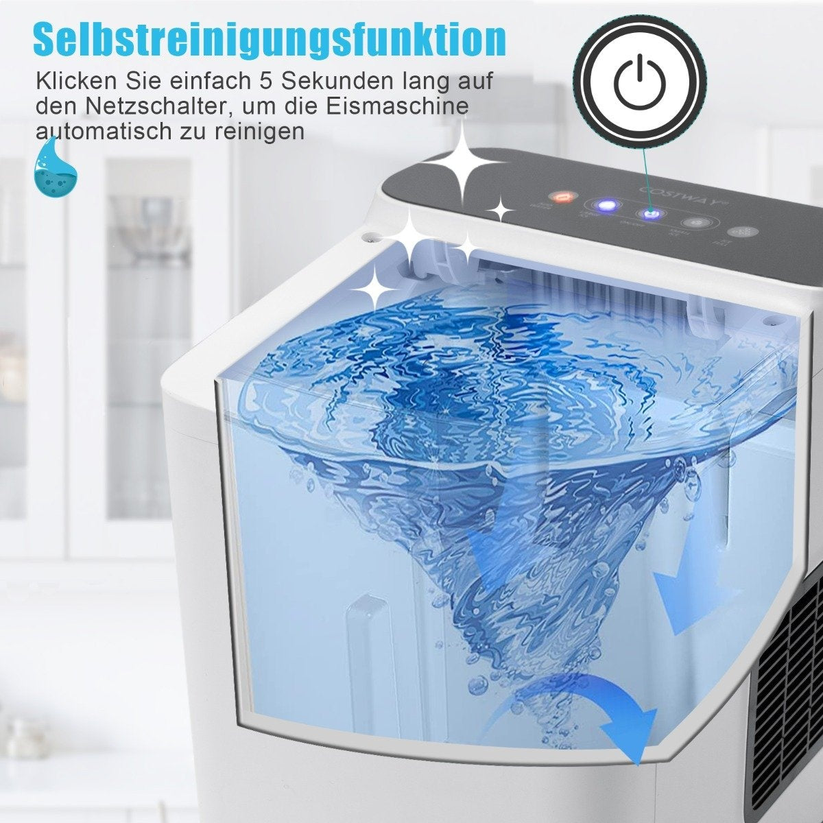 Counter ice maker ice cube machine with thermal insulation 22.5 x 32 x 32.5 cm white