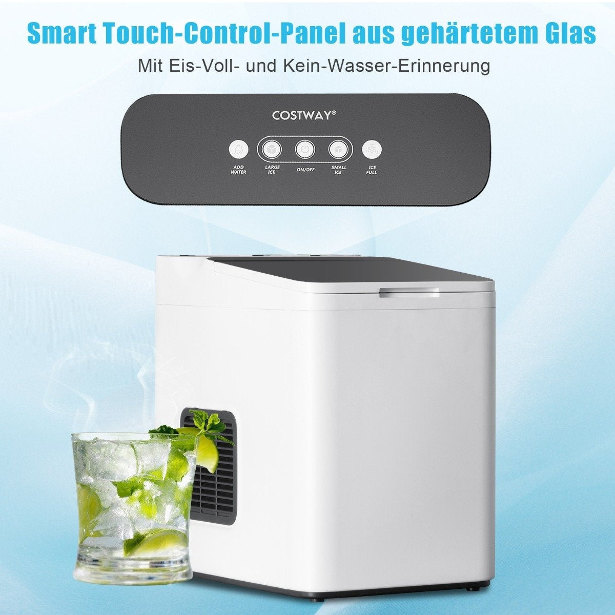 Counter ice maker ice cube machine with thermal insulation 22.5 x 32 x 32.5 cm white