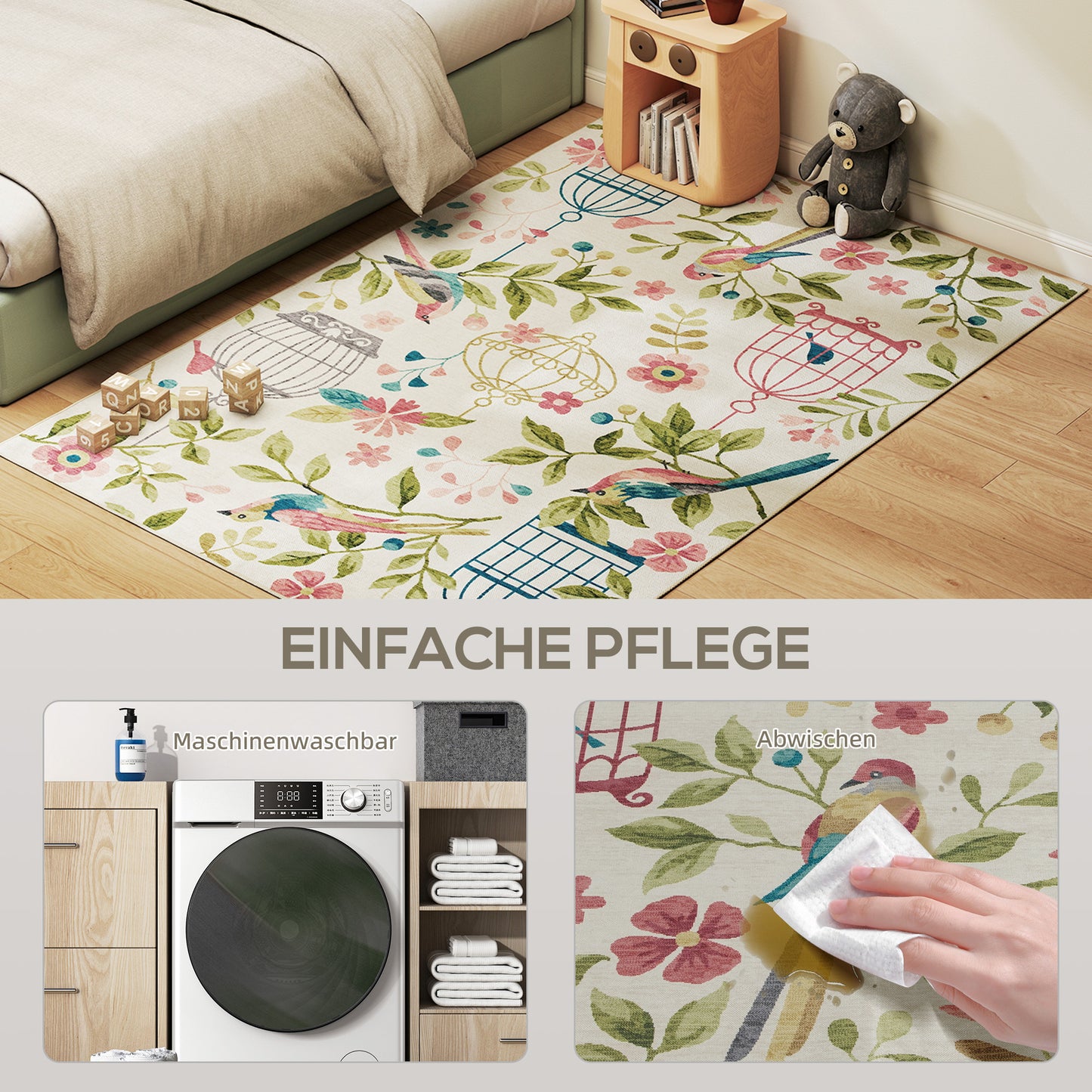 Country Rug, Polyester, Non-Slip, Easy Care, 200x140 cm