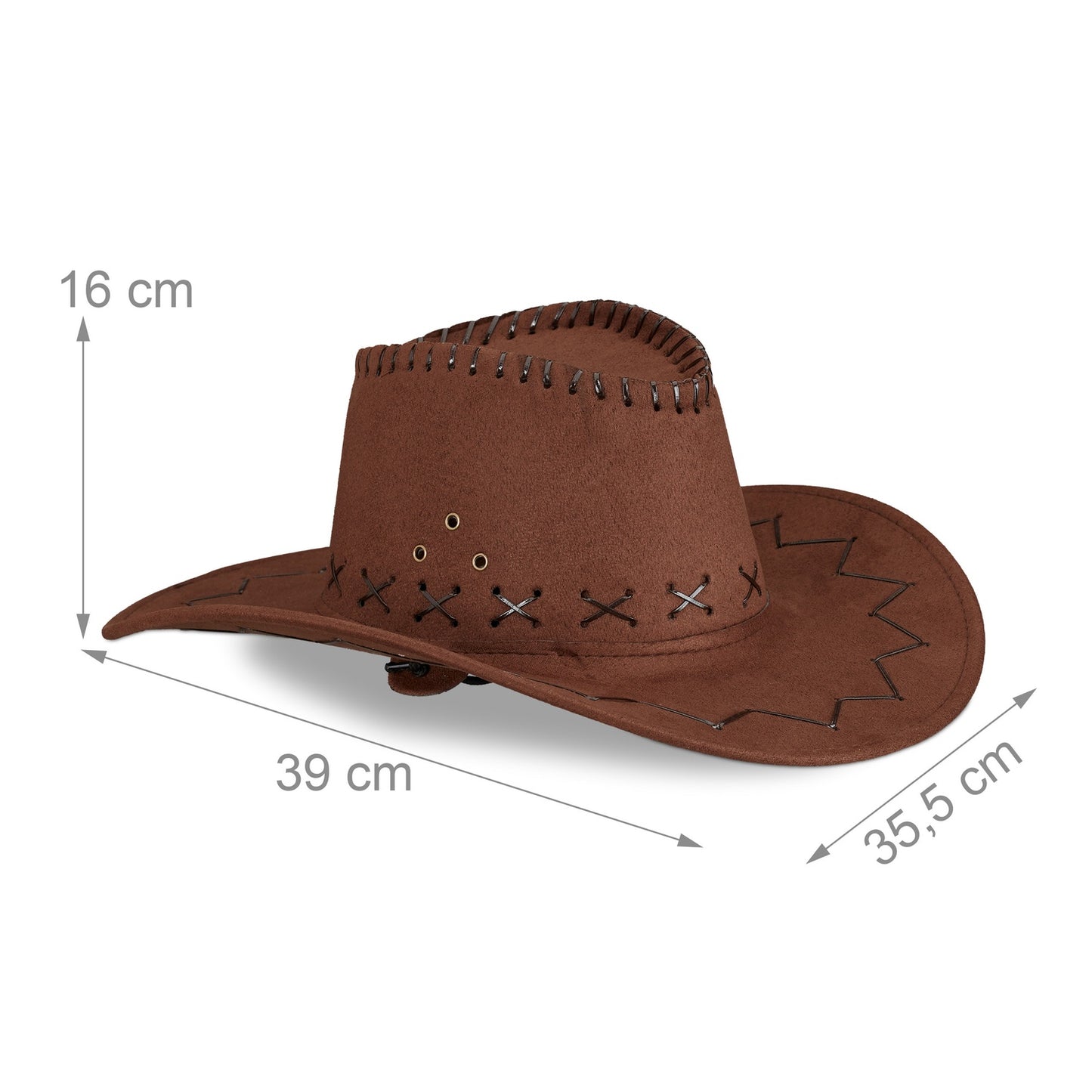 <p>Western hat with suede-like finish offers authentic cowboy style for costume events. Adjustable chin strap ensures a secure fit, making it ideal for dancing and parties.</p>
<ul>
<li>Capture the wild west with an authentic western look.</li>
<li>Enjoy