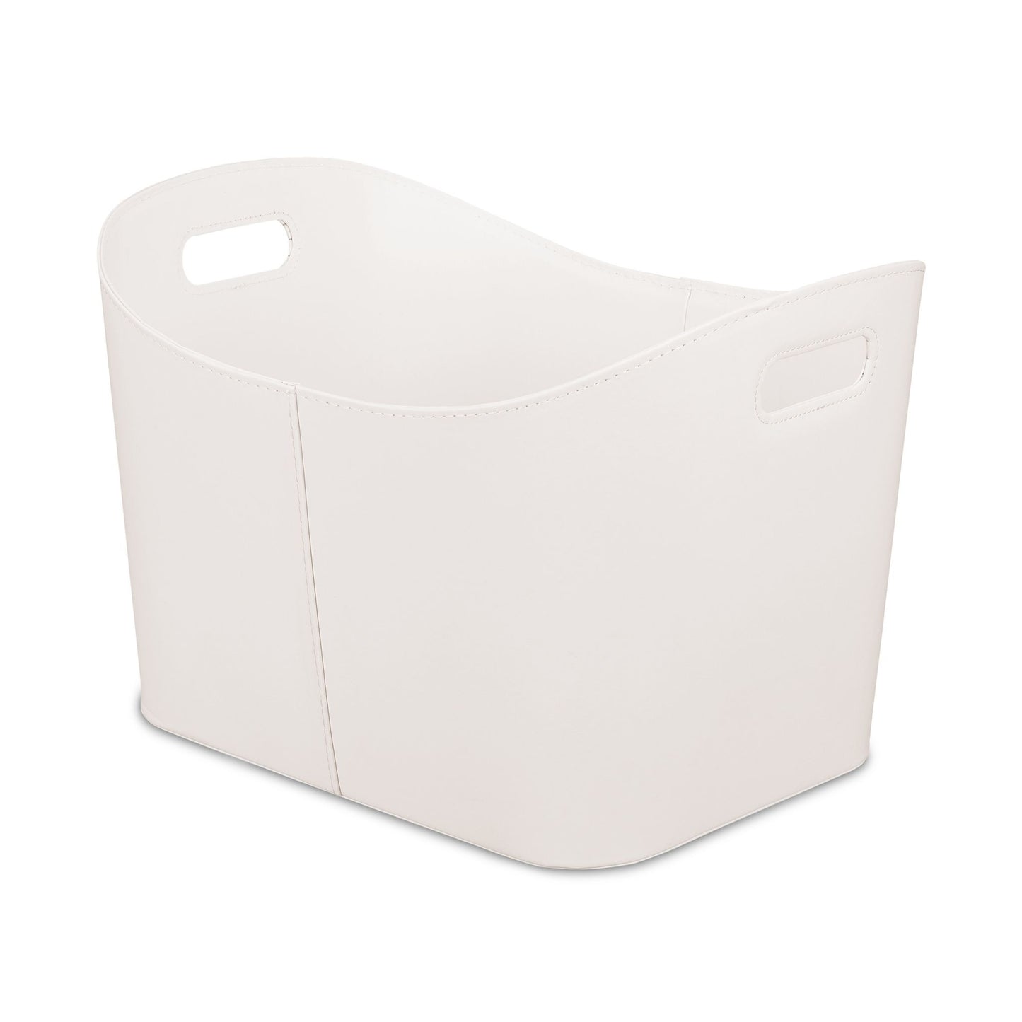 Cream White Wooden basket Artificial leather