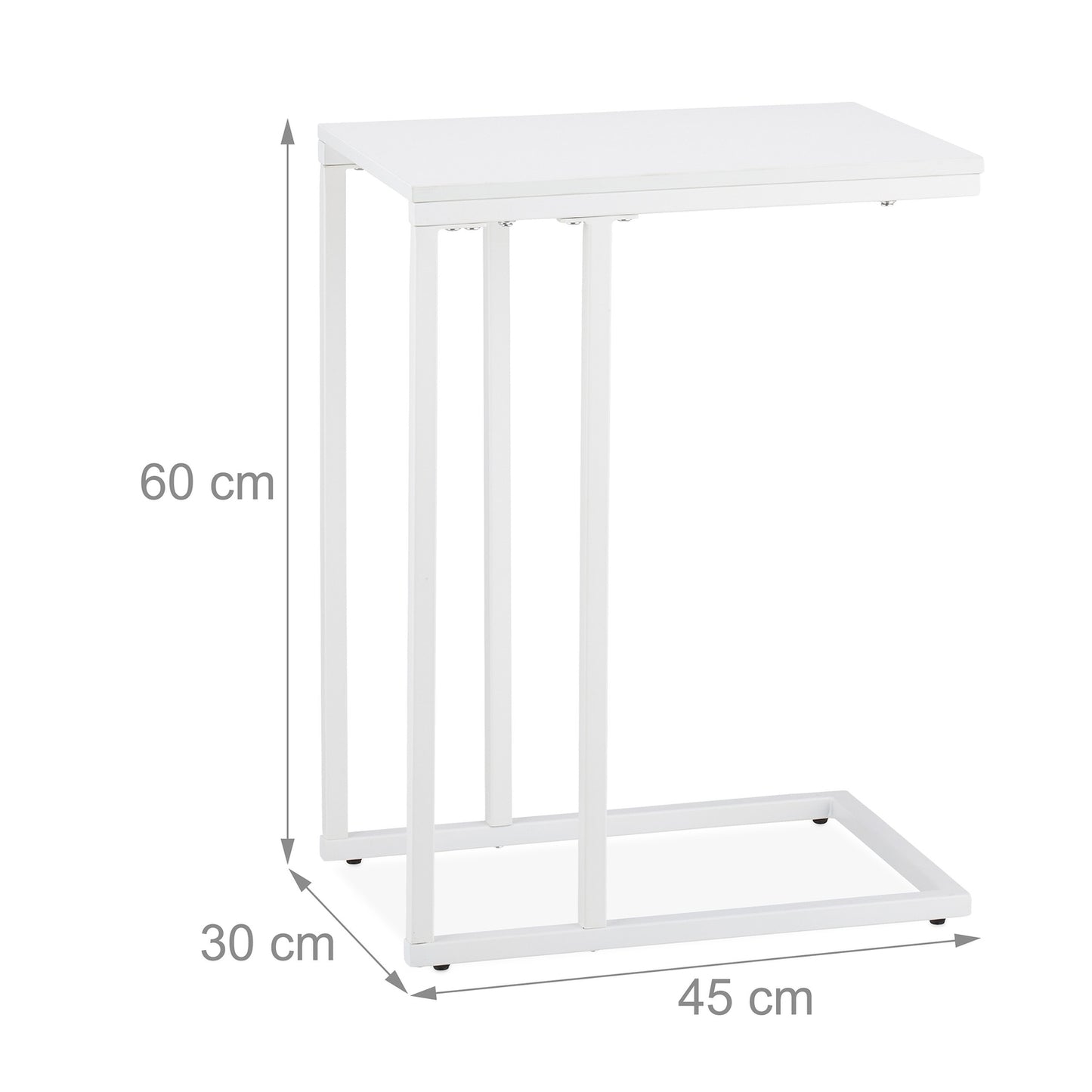 C-shaped side table in white