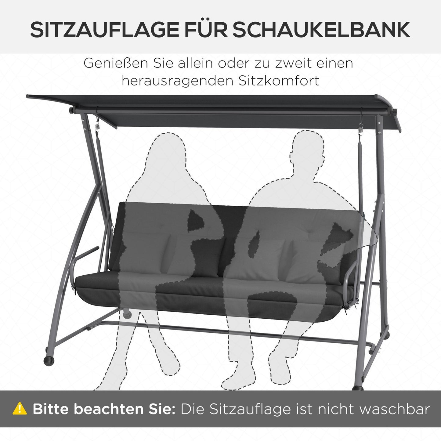 Porch Swing Cushion Set - Dark Grey, 170 cm