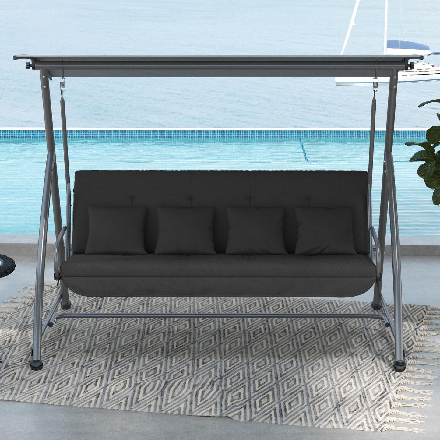 Porch Swing Cushion Set - Dark Grey, 170 cm