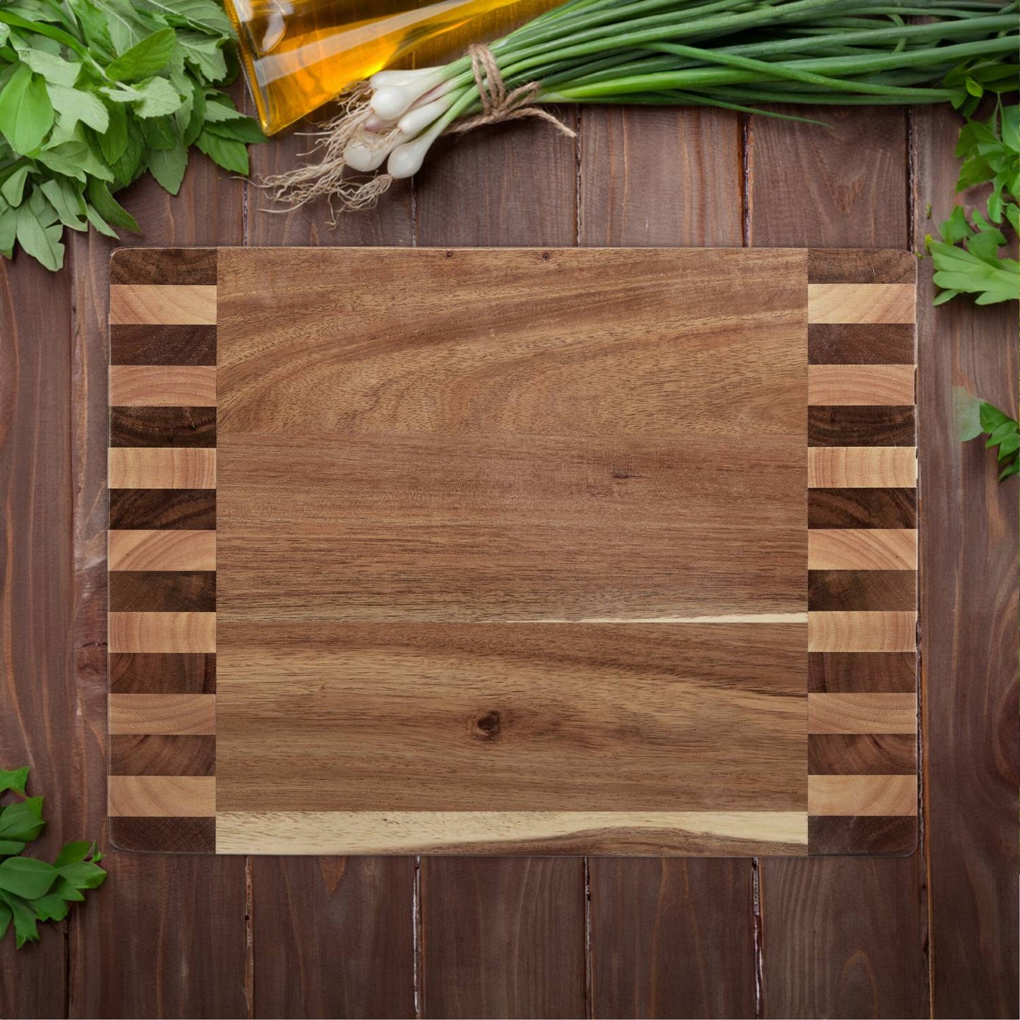 <p>Large serving platter crafted from acacia wood offers durability and elegance, perfect for cutting and serving. Its knife-friendly, antibacterial surface ensures safe and stylish kitchen use.</p>
<ul>
<li>Experience durability with solid acacia wood c
