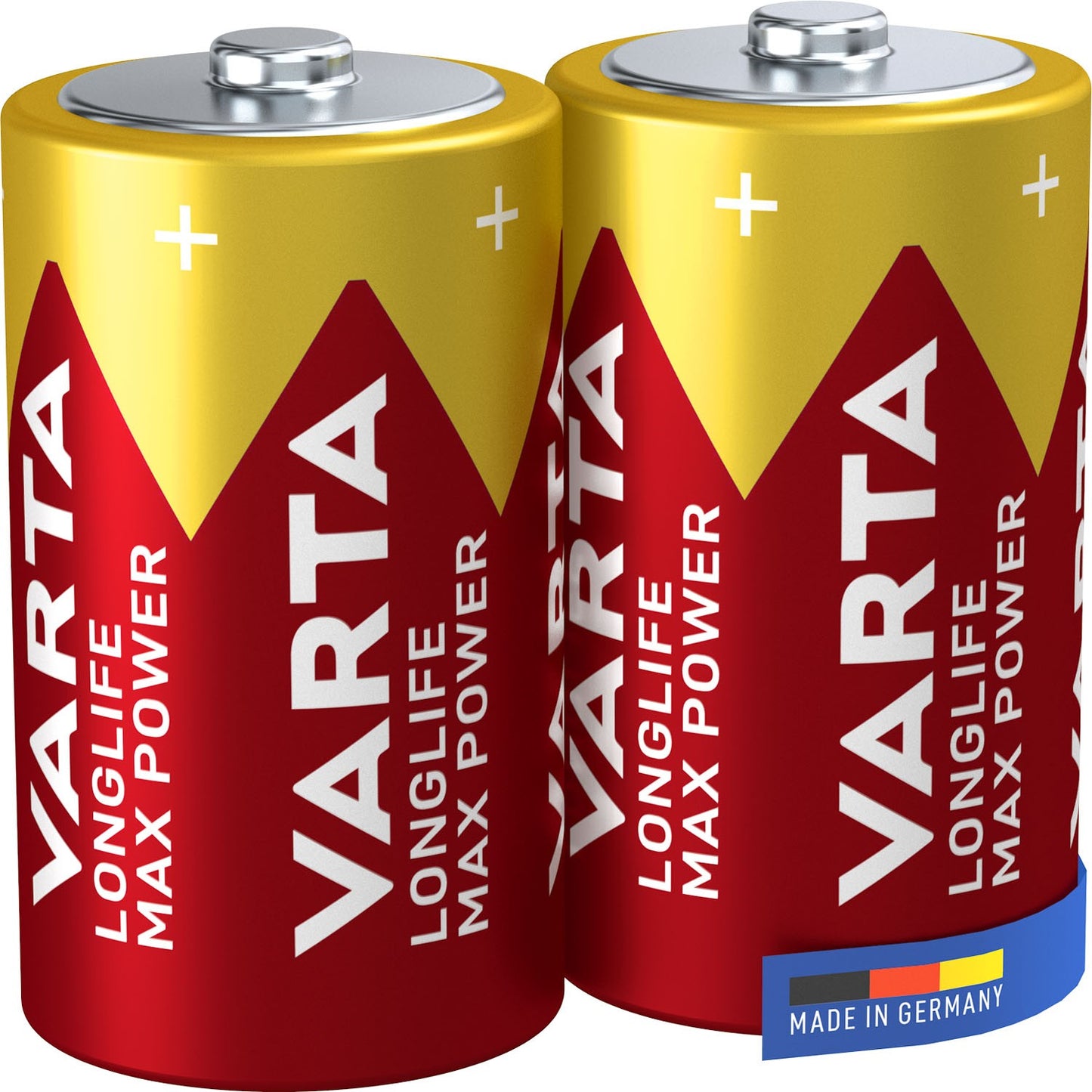 D Batteries, Longlife Max Power, 2-Pack