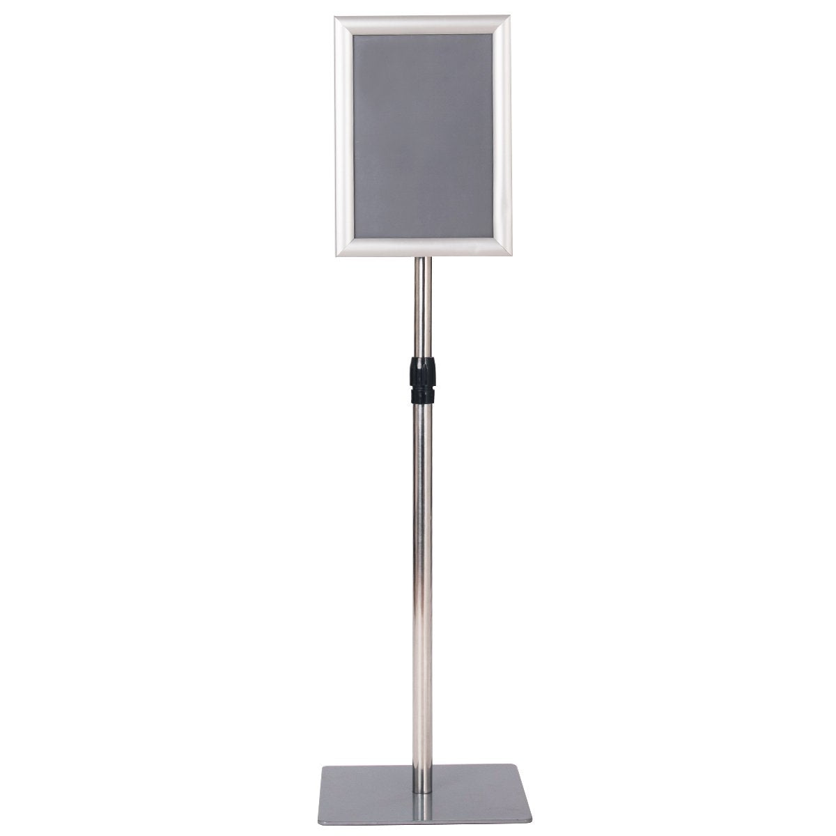 DIN A4 information stand, height-adjustable, removable poster stand, silver/black, 33 x 24 cm-silver