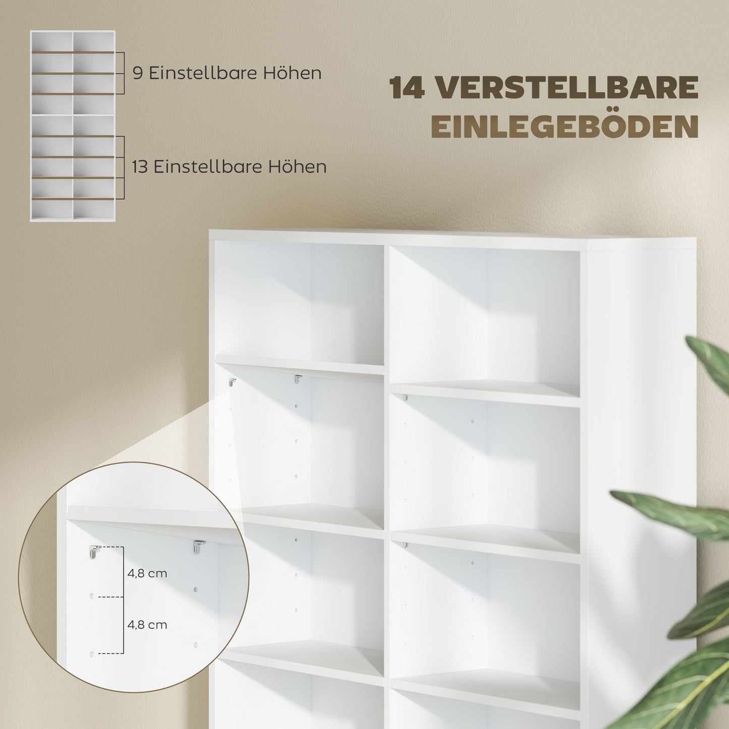 CD/DVD/Blu-ray Storage Rack, 14 Adjustable Shelves, White