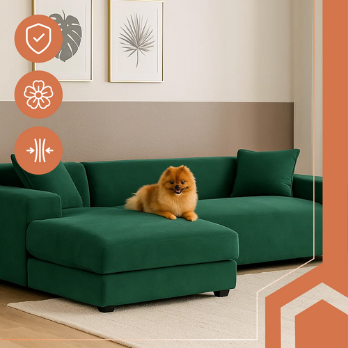 Dark Green Sofa Cover, Stretch Fit 190-230cm