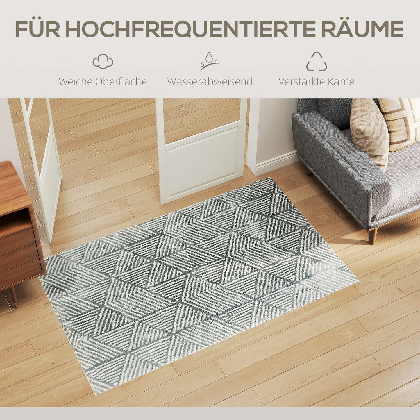 Dark Grey Washable Living Room Rug – 150 x 80 cm